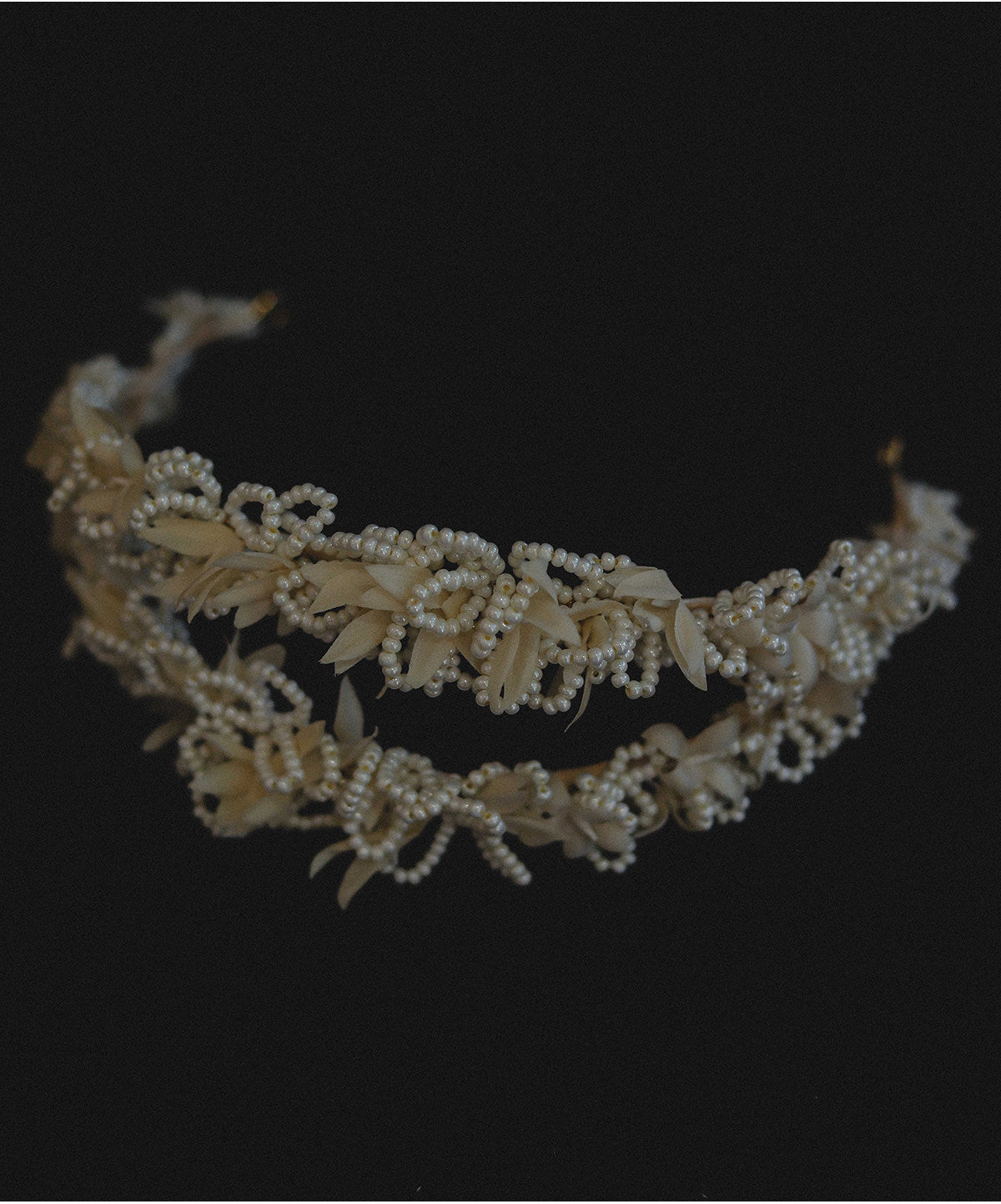Luxury Antique Wax Flower Bridal Tiara - Hand-Woven Pearl Lattice Statement Headband - Baroque Regency Wedding Hair Crown LUNA-X332