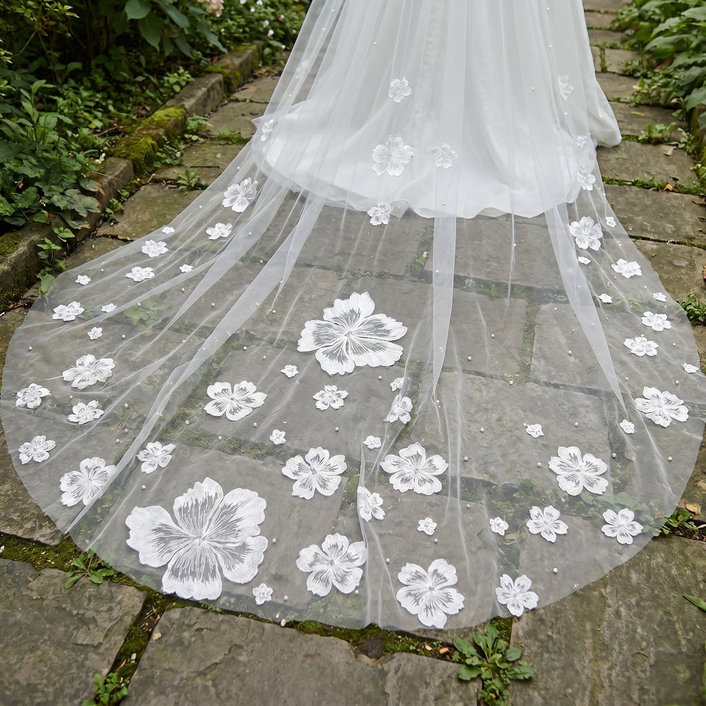 Royal Cathedral Wedding Veil - 120" Extra Long Tulle with Exquisite Scalloped Lace Edge & Metal Comb LUNA-X02
