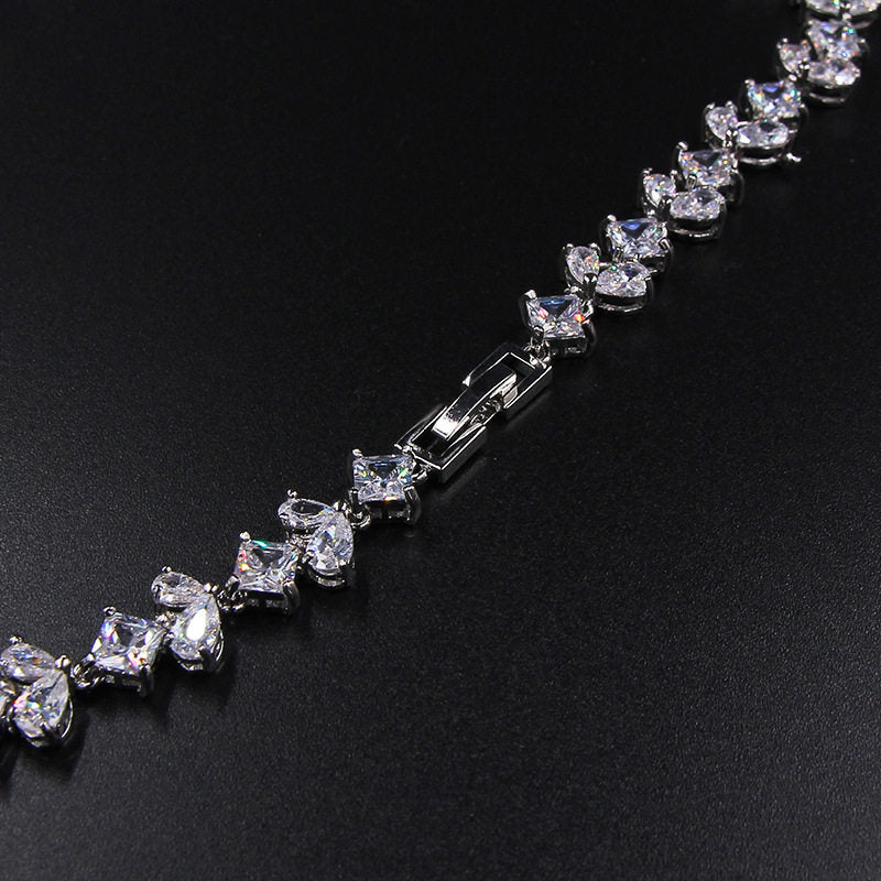 Adella Royal Cascade Bridal Necklace & Earring Set – AAA Zircon Crystal with S925 Silver Posts LUNA-X142