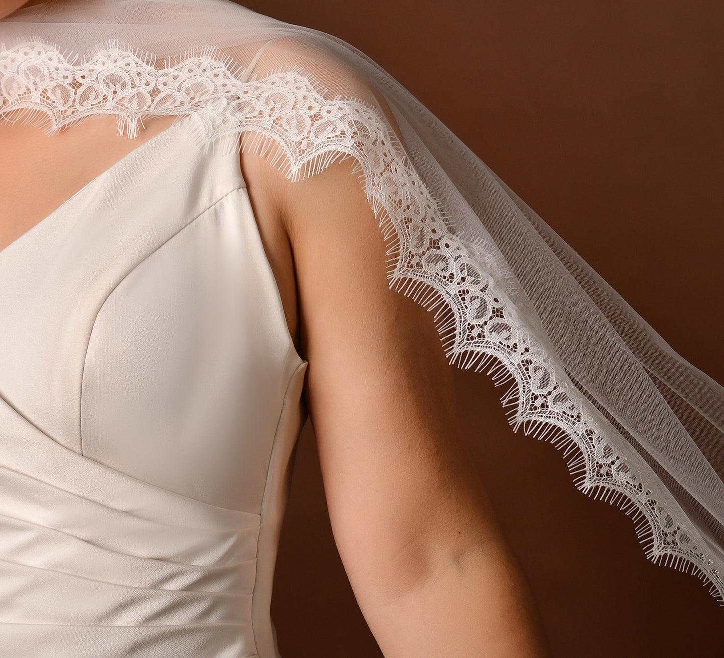 Cathedral Eyelash Lace Wedding Shawl Scarf 145 Inch Ultra Lightweight Bridal Cape Veil Minimalist Draping Tulle Wrap  LUNA-X230