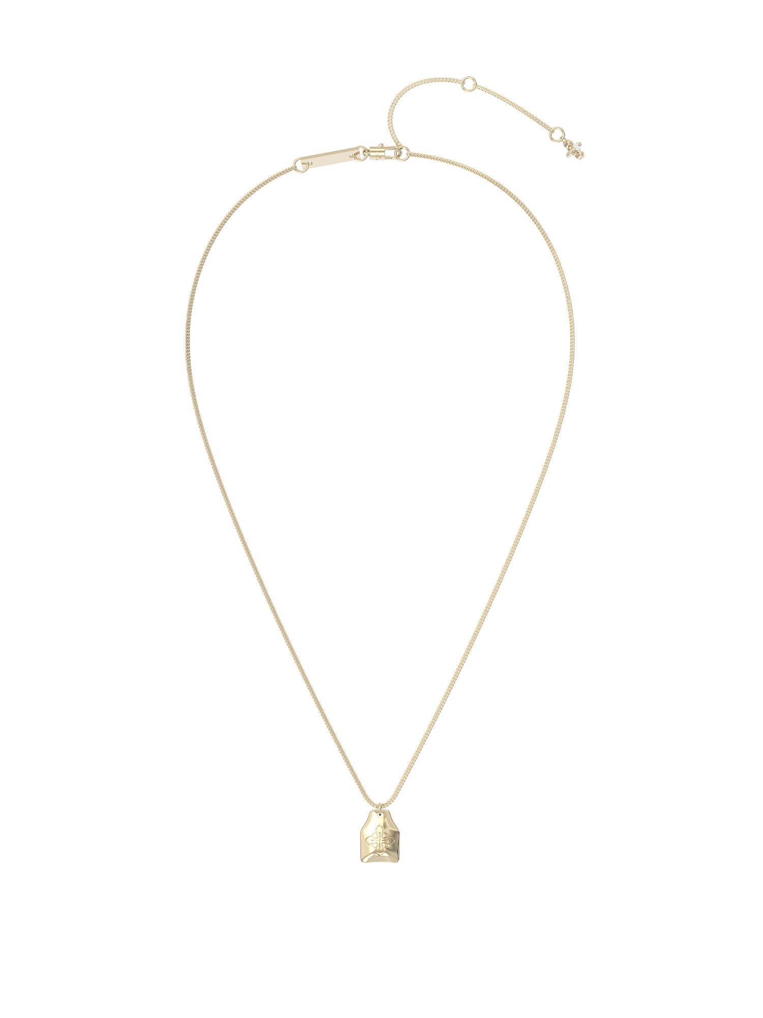 Dainty Embossed Four Point Flower Tag Pendant Necklace For Women Silver Light Titanium Gold Plated Copper Adjustable 39+3./7cm Box Chain Minimalist Daily Layering Jewelry  LUNA-X277