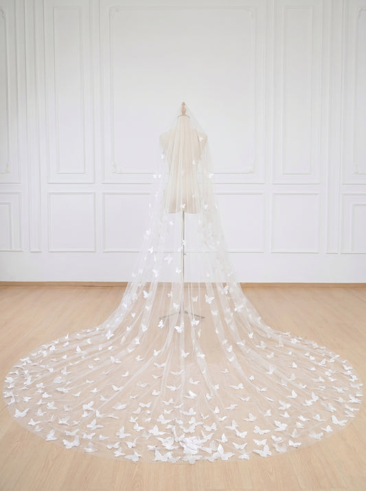 Minimalist Extra Wide Fingertip Veil - 60" x 118" Winged Drop Veil, No Comb for Cloud-Like Bridal Styling  LUNA-X14