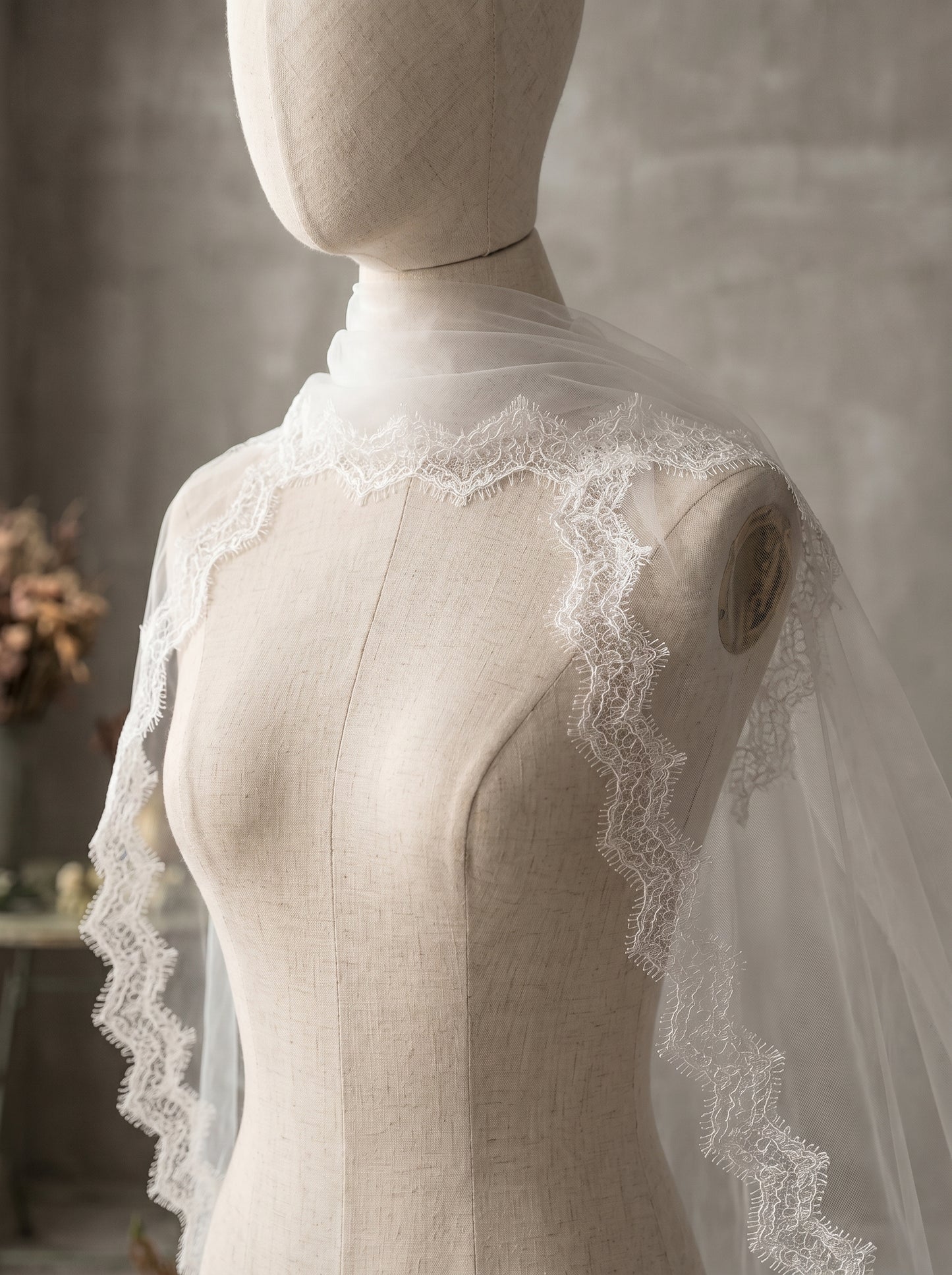 Cathedral Eyelash Lace Wedding Shawl Scarf 145 Inch Ultra Lightweight Bridal Cape Veil Minimalist Draping Tulle Wrap  LUNA-X230