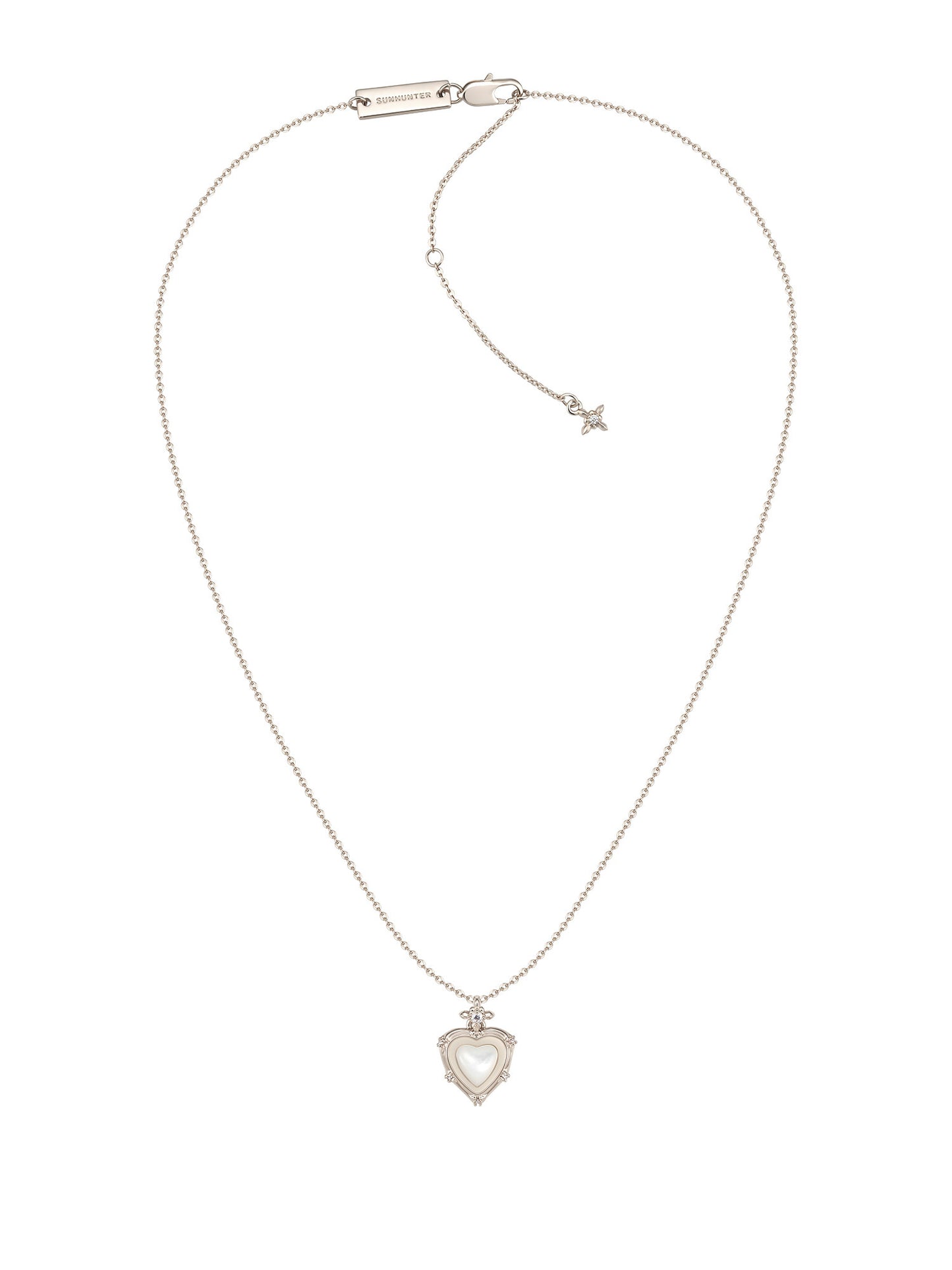 Iris Inspired Layered Heart Natural Mother of Pearl Pendant Necklace, Two-Tone Adjustable Dainty Jewelry for Women LUNA-X253