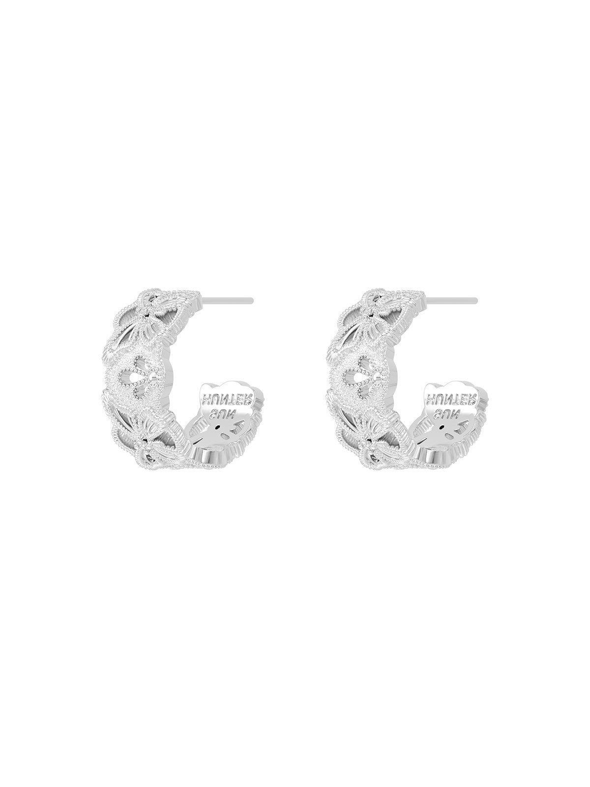SUN HUNTER Vintage Lace Butterfly Hoop Earrings For Women S925 Silver Post C Shape Hollow Zircon Hoops Two Tone Silver Light Titanium Gold Elegant Retro Statement Jewelry  LUNA-X268