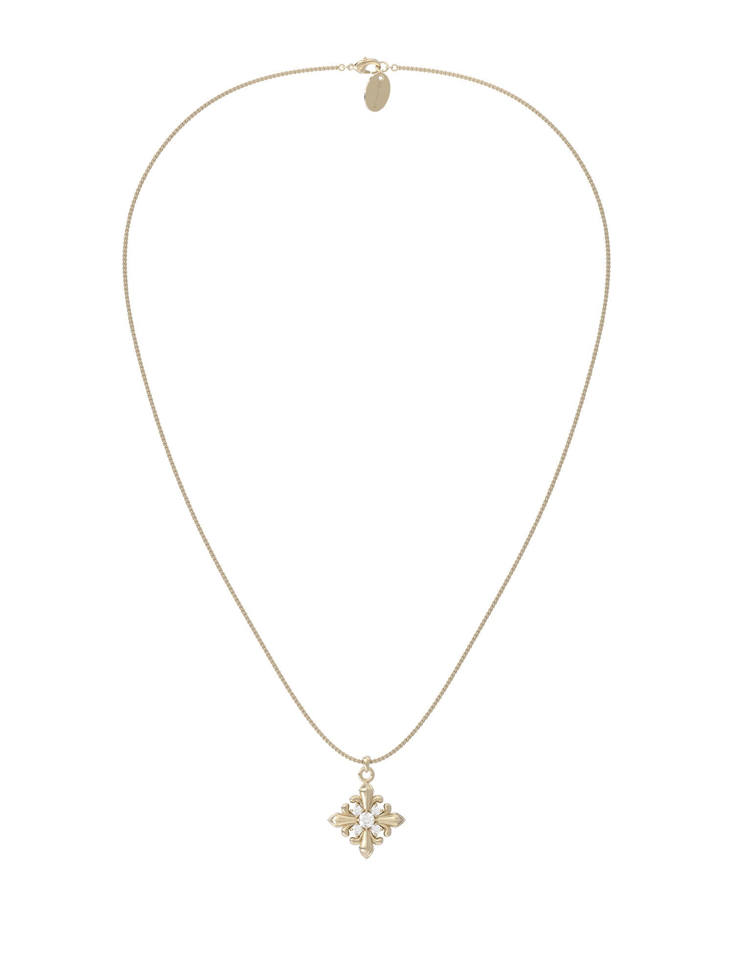 Women’s Vintage French Fleur-de-Lis Iris Necklace, 60cm Long Chain Synthetic Zircon Pendant, Elegant Daily & Wedding Jewelry LUNA-X248