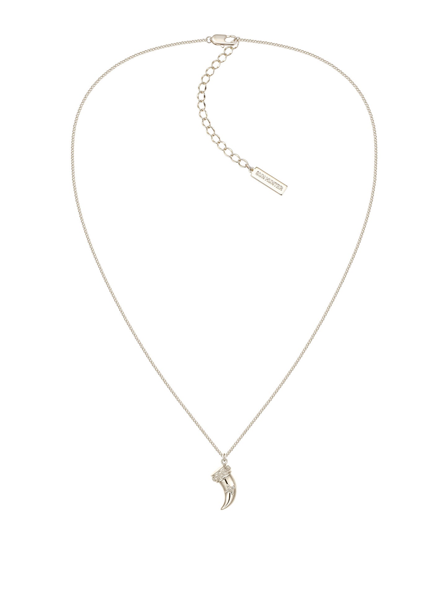 Vintage Horn Pendant Necklace For Women Dainty Zircon Inlaid Four Point Star Charm Adjustable Chain Two Tone Light Gold Silver Retro Daily Layering Jewelry  LUNA-X267