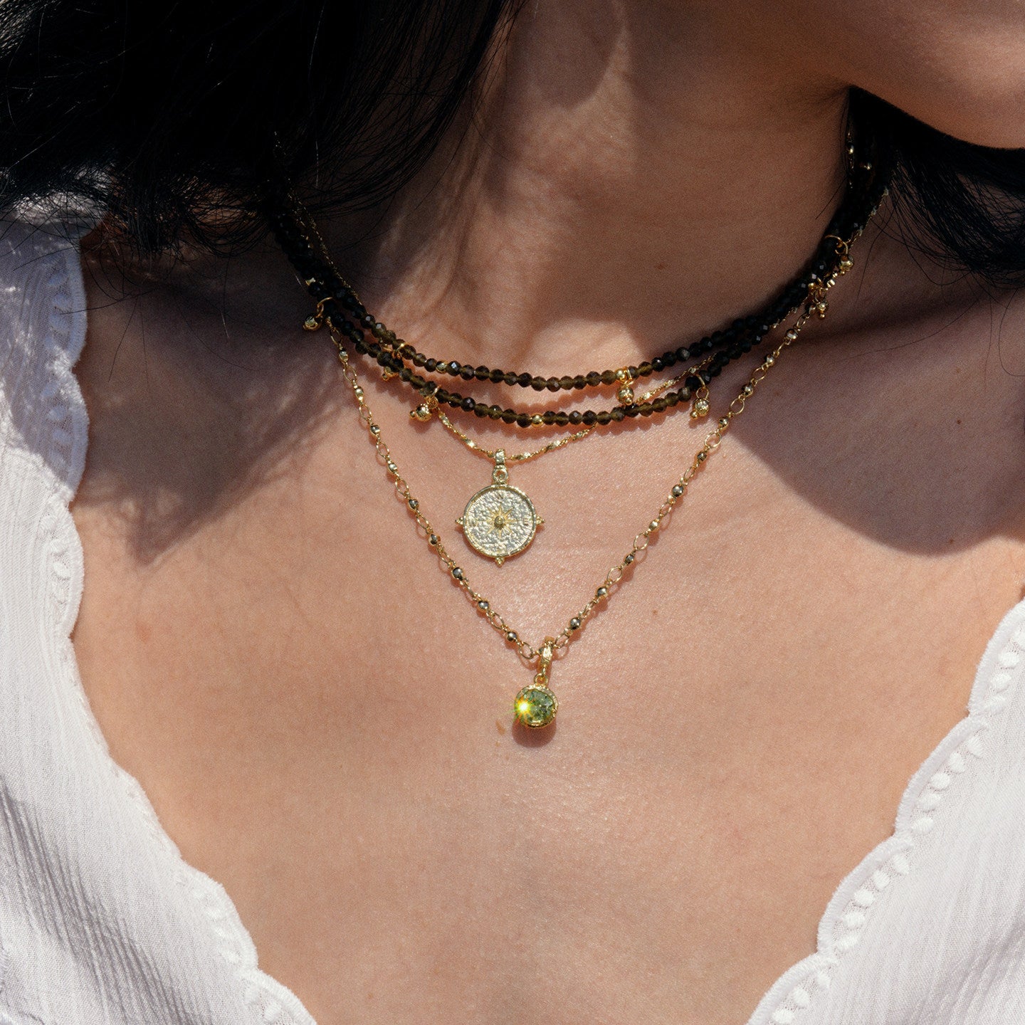 18K Gold Plated Nautical DIY Charm Necklace For Women Sold Separately Adjustable Thin Chain, 6 Detachable Pendants Sailboat Ship Wheel Telescope Teardrop Color Cubic Zirconia Custom Layering Ocean Travel Jewelry Gift LUNA-X280
