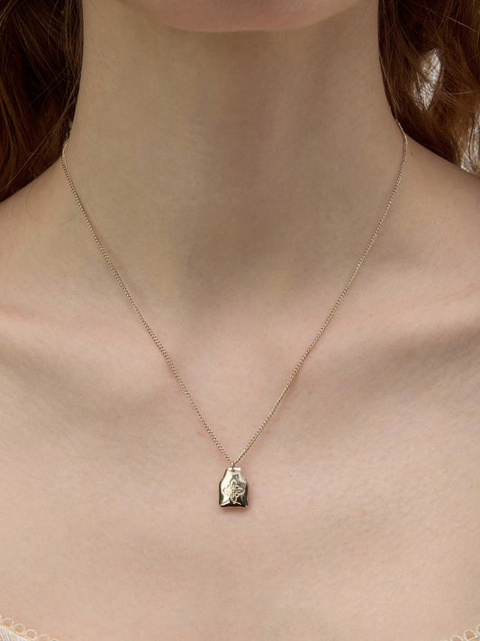 Dainty Embossed Four Point Flower Tag Pendant Necklace For Women Silver Light Titanium Gold Plated Copper Adjustable 39+3./7cm Box Chain Minimalist Daily Layering Jewelry  LUNA-X277