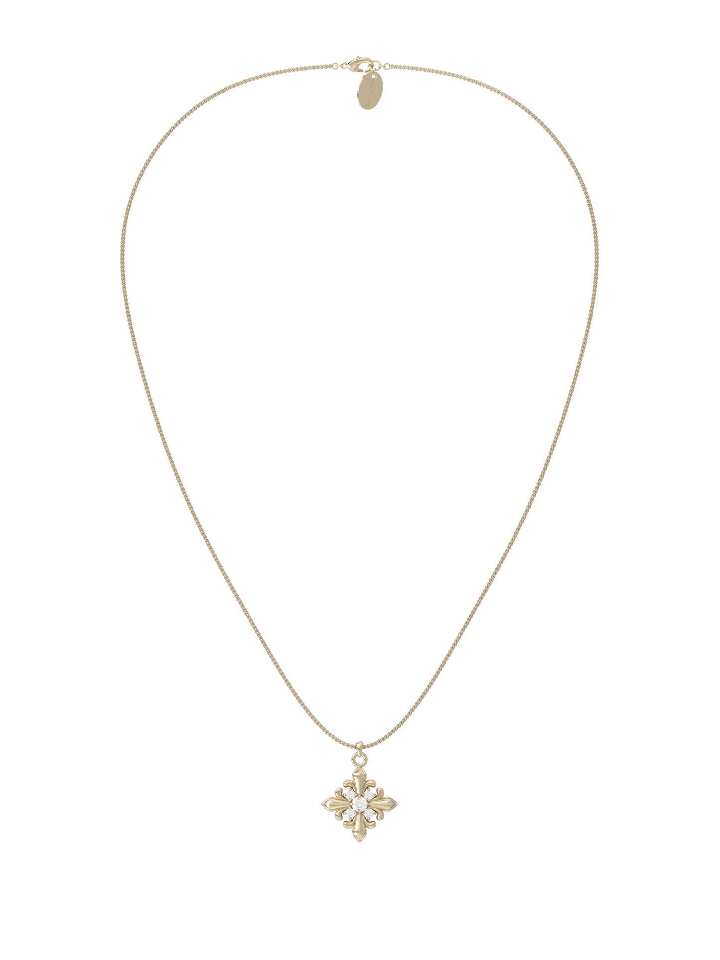 Vintage French Fleur-de-Lis Iris Flower Necklace 60cm Long Chain Synthetic Zircon Pendant Elegant Women Daily Wedding Jewelry  LUNA-X248