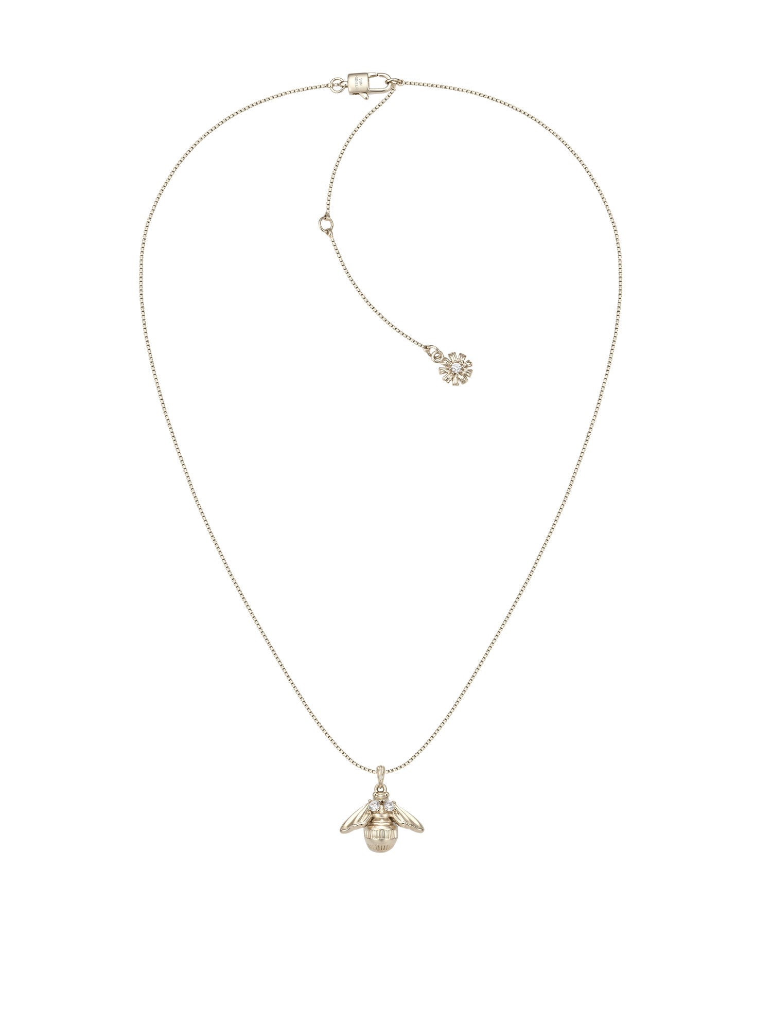 Dainty 3D Bee Pendant Necklace For Women Light Titanium Gold Plated Copper Zircon Eyes Adjustable Multi Extender Box Chain Minimalist Nature Insect Jewelry Gift  LUNA-X273