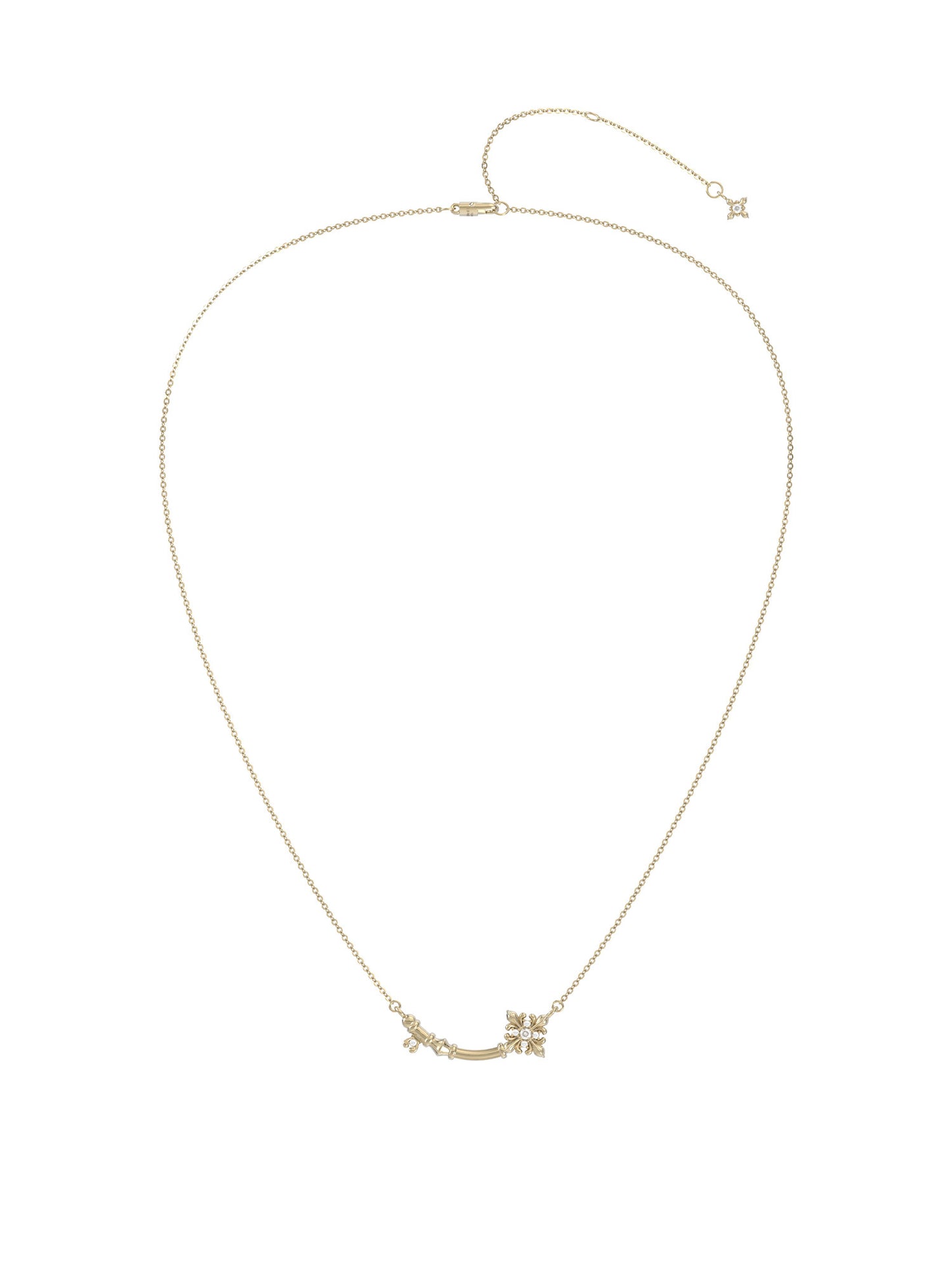 Twisted Star Curved Bar Cubic Zirconia Dainty Pendant Necklace, Minimalist K Gold Adjustable Choker for Women   LUNA-X250