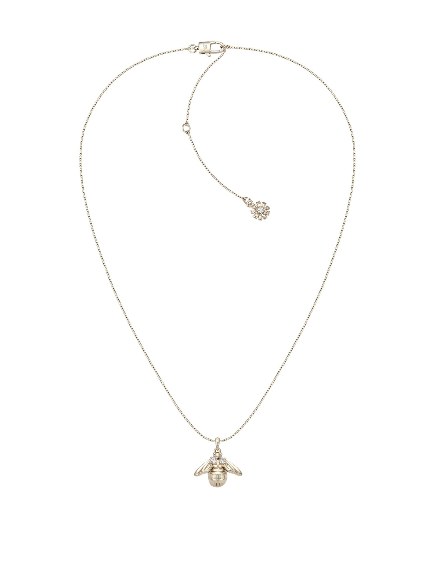 Dainty 3D Bee Pendant Necklace For Women Light Titanium Gold Plated Copper Zircon Eyes Adjustable Multi Extender Box Chain Minimalist Nature Insect Jewelry Gift  LUNA-X273