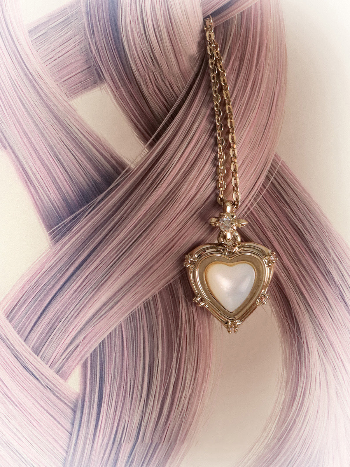 Iris Inspired Layered Heart Natural Mother of Pearl Pendant Necklace, Two-Tone Adjustable Dainty Jewelry for Women LUNA-X253