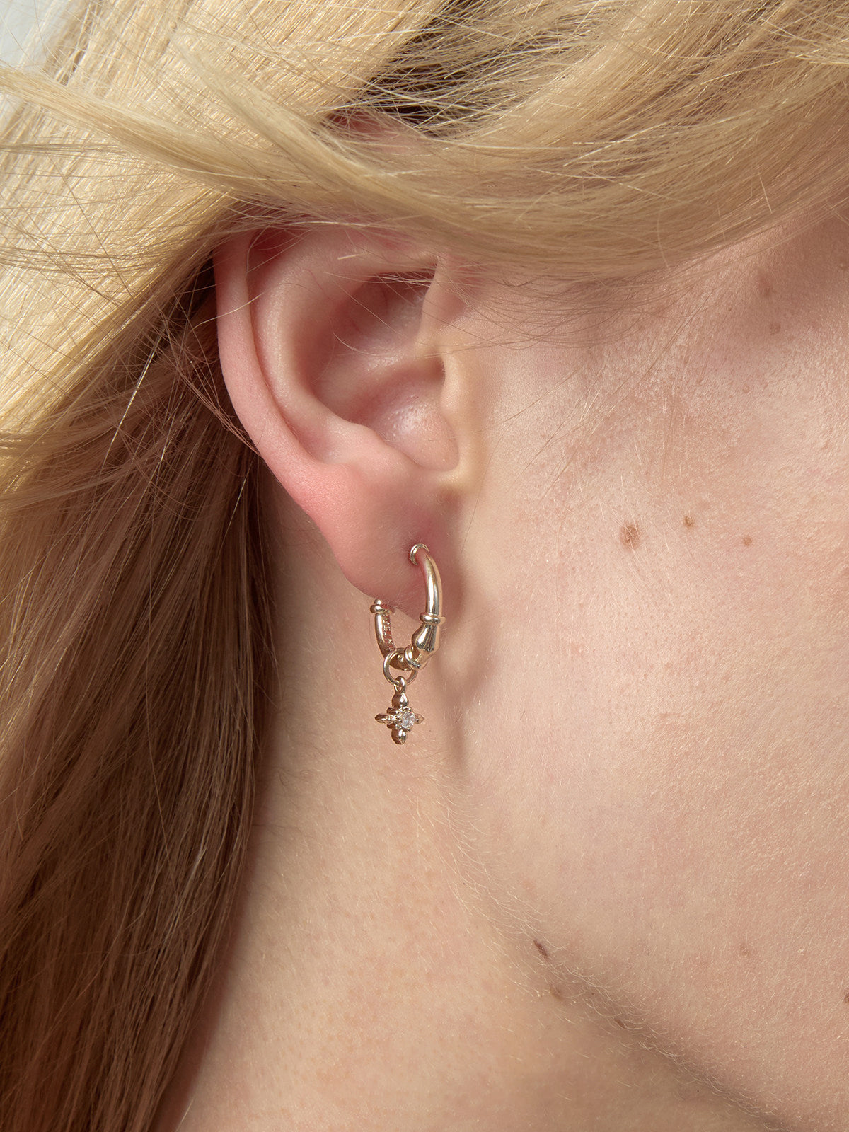 French Iris Dangle Hoop Earrings for Women S925 Silver Post Bamboo Textured C Hoops With Zircon Iris Charm Vintage Freedom Inspired Jewelry Two Tone Gold Silver  LUNA-X266