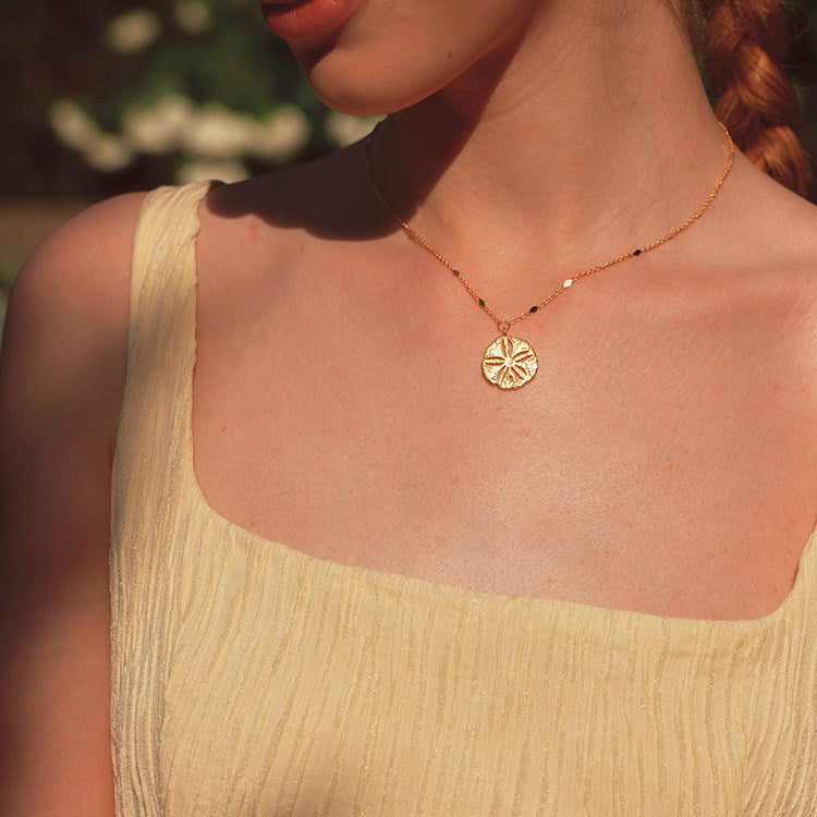 Sand Dollar Single Jewelry For Women Sold Separately Necklace / Bracelet / Stud Earrings Adjustable Mixed Disc Chain Minimalist Ocean Beach Coastal Layering Jewelry Gift For Ladies Teen Girls  LUNA-X279