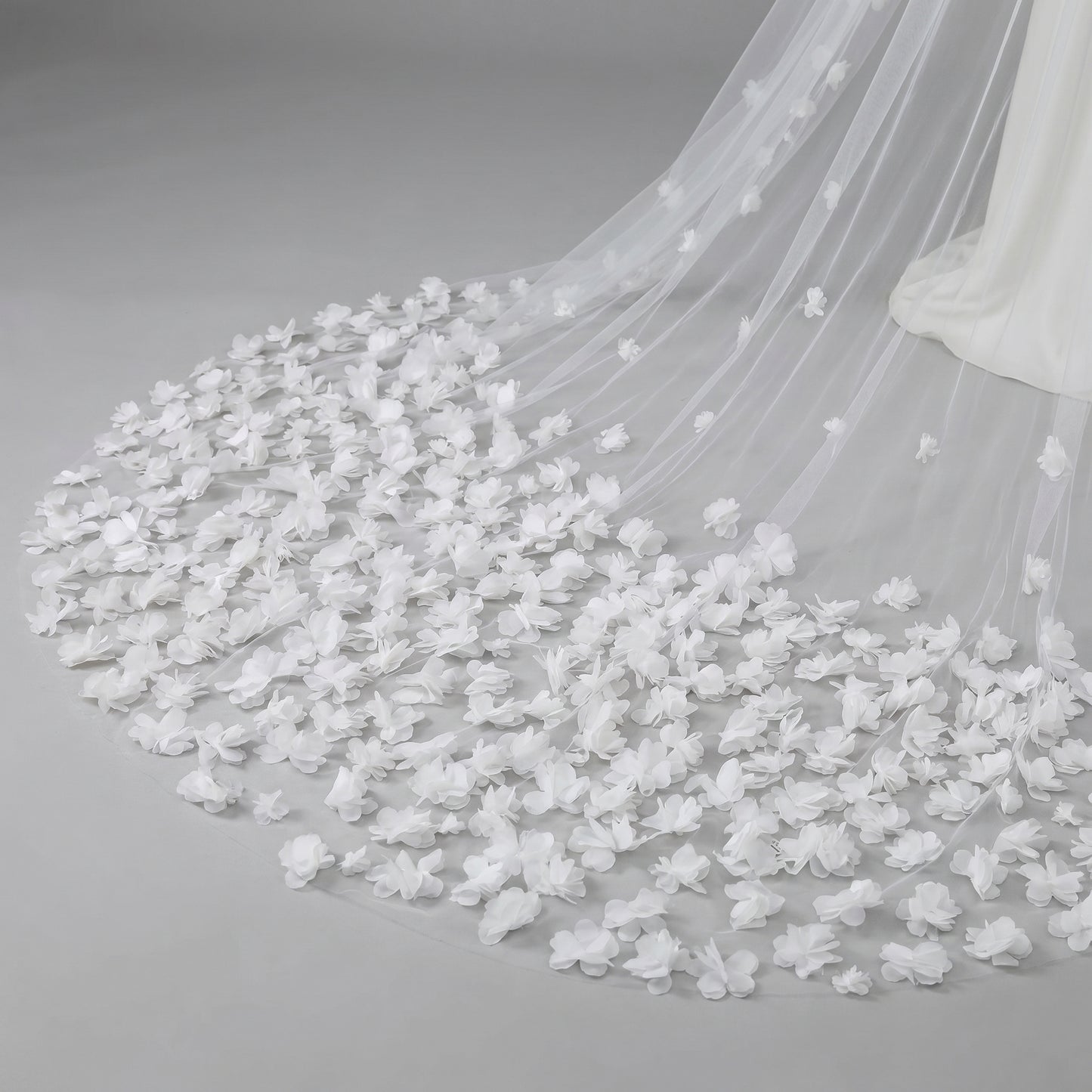 Grand Cathedral Wedding Veil - 138" Extra Long & Wide Tulle with Majestic Royal Lace Appliqués and Secure Metal Comb  LUNA-X03