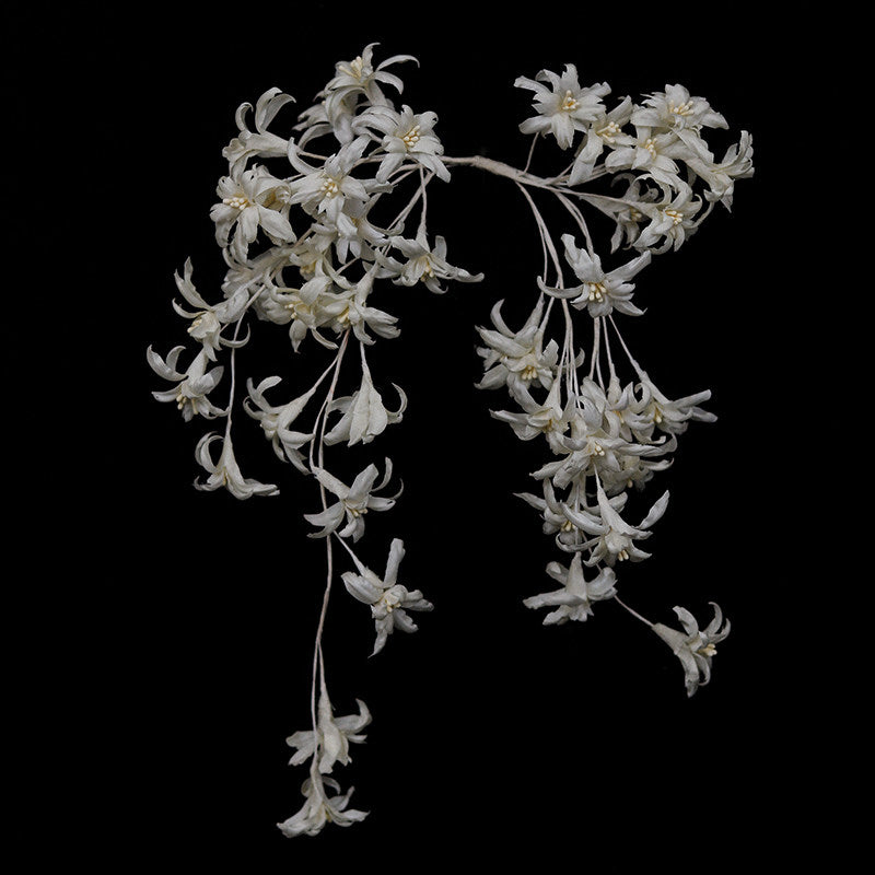 Ethereal Wax Flower Bridal Hair Vine - Flexible Trailing Jasmine Wedding Hair Piece - Romantic Cascade Fairy Bride Crown for Low Bun LUNA-X331