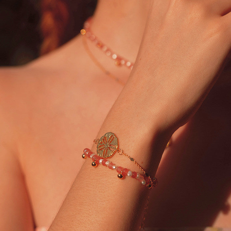 18K Gold Plated Sand Dollar Single Jewelry For Women Sold Separately Necklace / Bracelet / Stud Earrings Adjustable Mixed Disc Chain Minimalist Ocean Beach Coastal Layering Jewelry Gift For Ladies Teen Girls  LUNA-X279