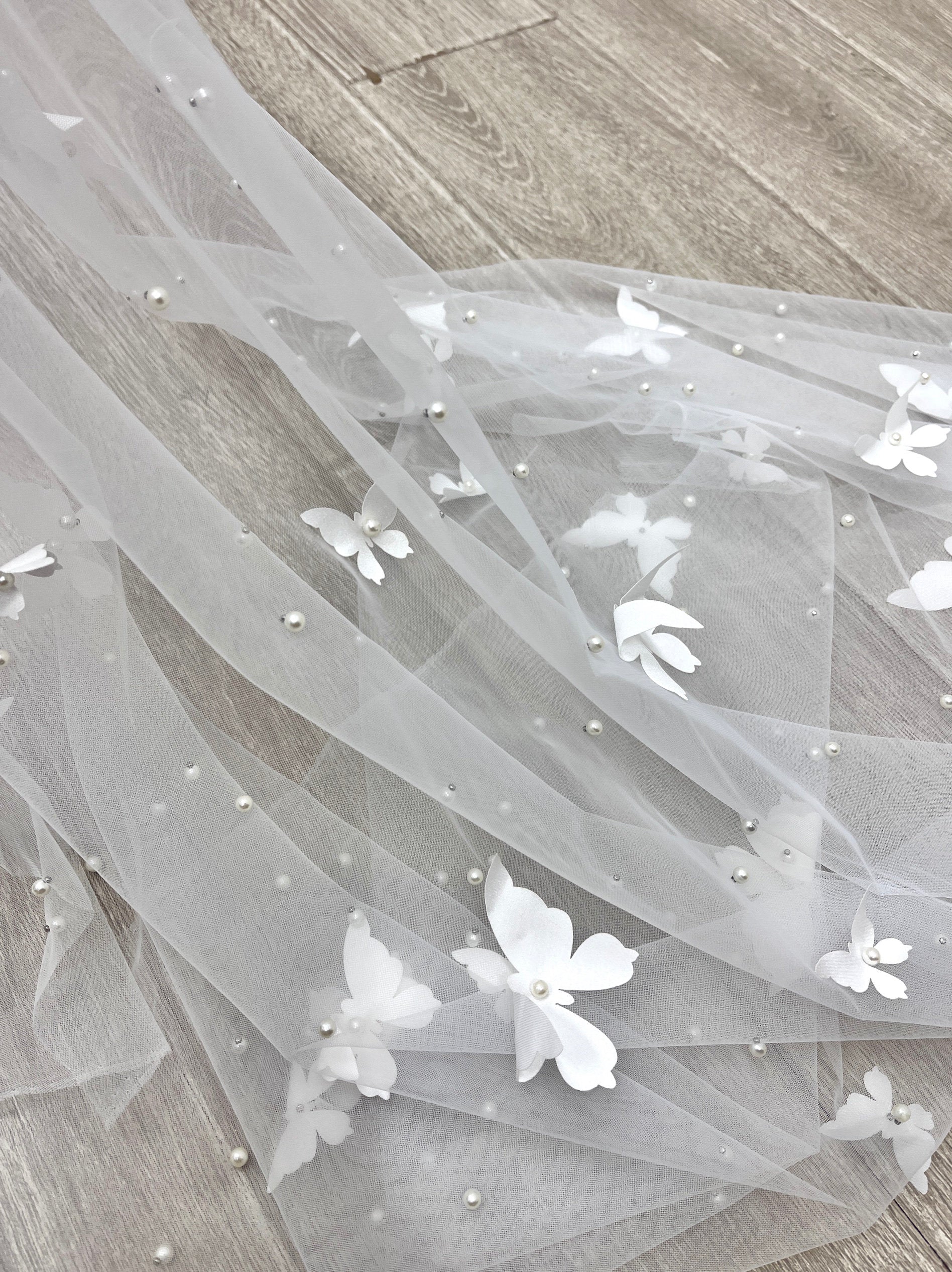 Minimalist Extra Wide Fingertip Veil - 60x 118 Winged Drop Veil, No Comb for Cloud-Like Bridal Styling  LUNA-X14