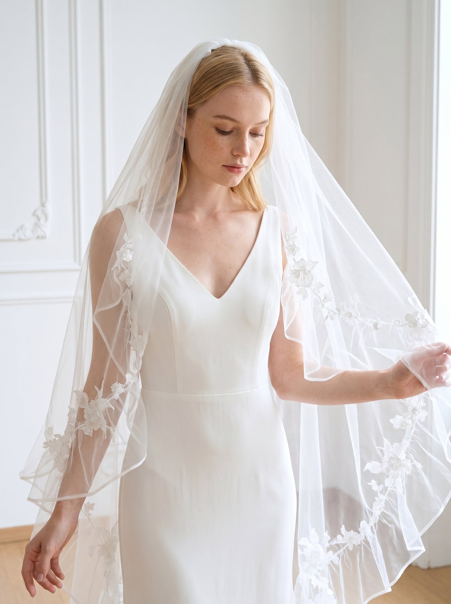 Ethereal 3m x 3m Cathedral Wedding Veil - Extra Wide Tulle with Stunning Cascading Ruffle Edge, No Comb for Styling Freedom  LUNA-X05