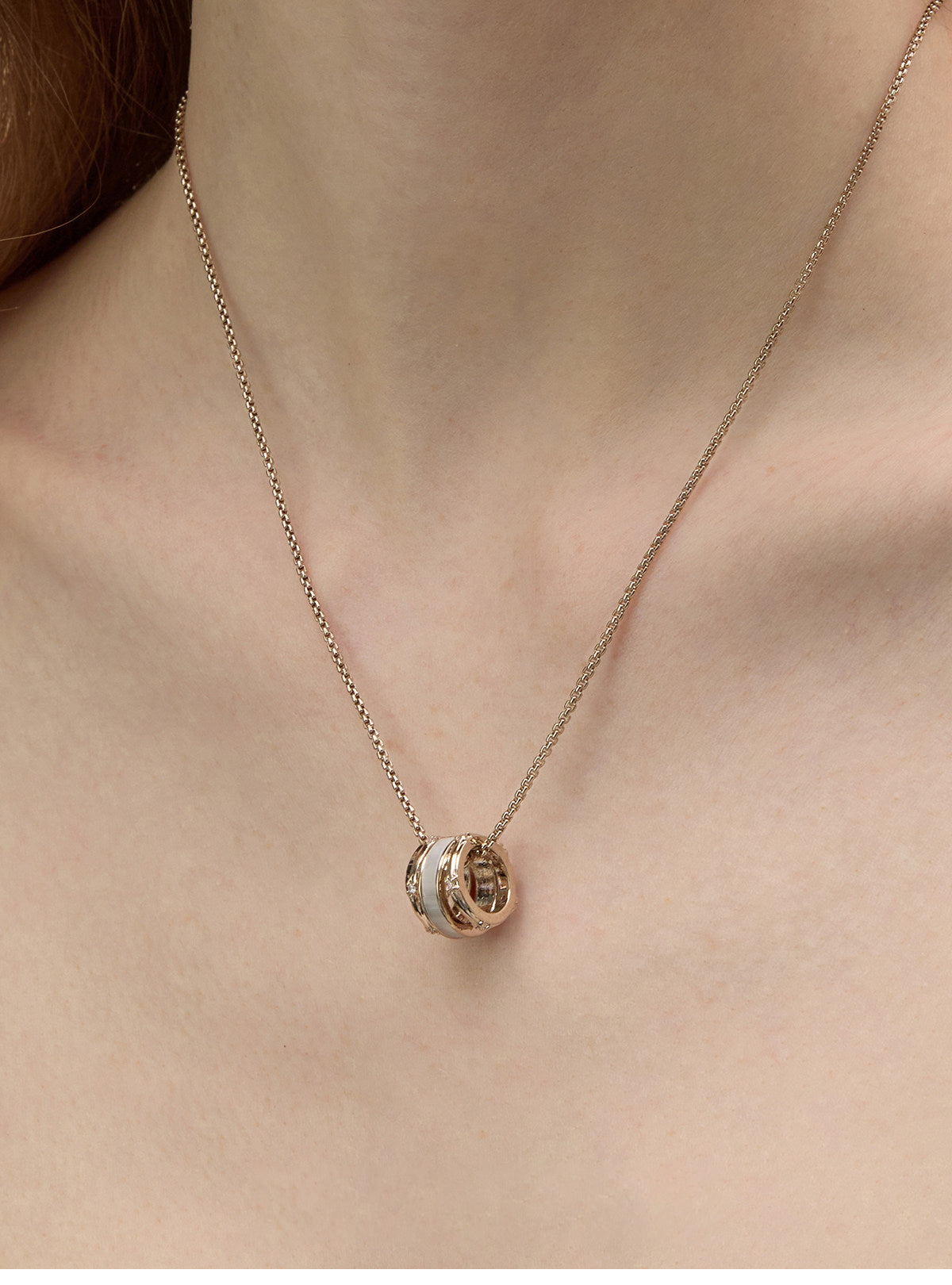 Multi-Ring White Mother of Pearl Barrel Pendant Necklace for Women Large Size Cubic Zirconia Minimalist Stackable Daily Wedding Jewelry Gift  LUNA-X243