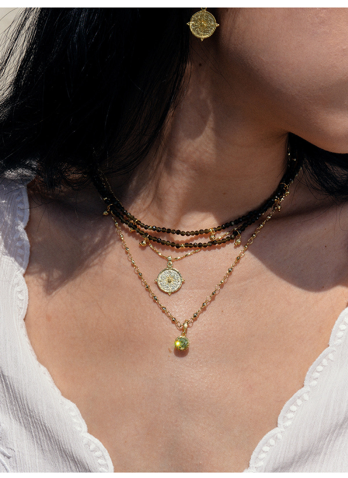 18K Gold Plated Nautical DIY Charm Necklace For Women Sold Separately Adjustable Thin Chain, 6 Detachable Pendants Sailboat Ship Wheel Telescope Teardrop Color Cubic Zirconia Custom Layering Ocean Travel Jewelry Gift LUNA-X280