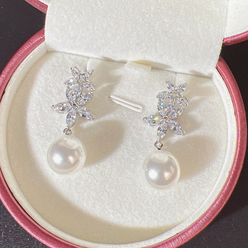 Luxury Marquise Zircon Wheat Ear Bridal Jewelry Set, Platinum Plated Geometric Leaf Choker Necklace & Shimmering Dangle Earrings with S925 Silver Pins LUNA-X159