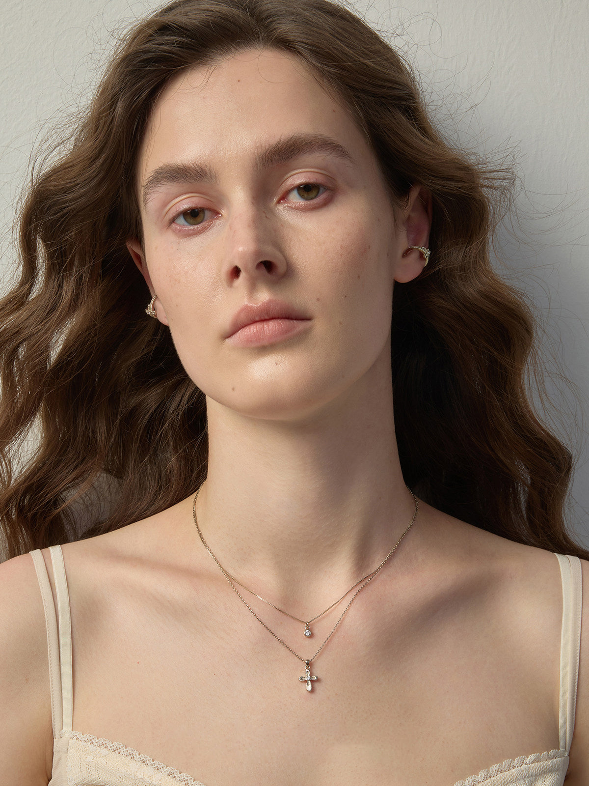 Vintage Gothic Lace Cross Hoop Earrings Non Pierced Ear Cuffs For Women Florence Cathedral Design Dainty Zircon Jewelry Two Tone Gold Silver LUNA-X265
