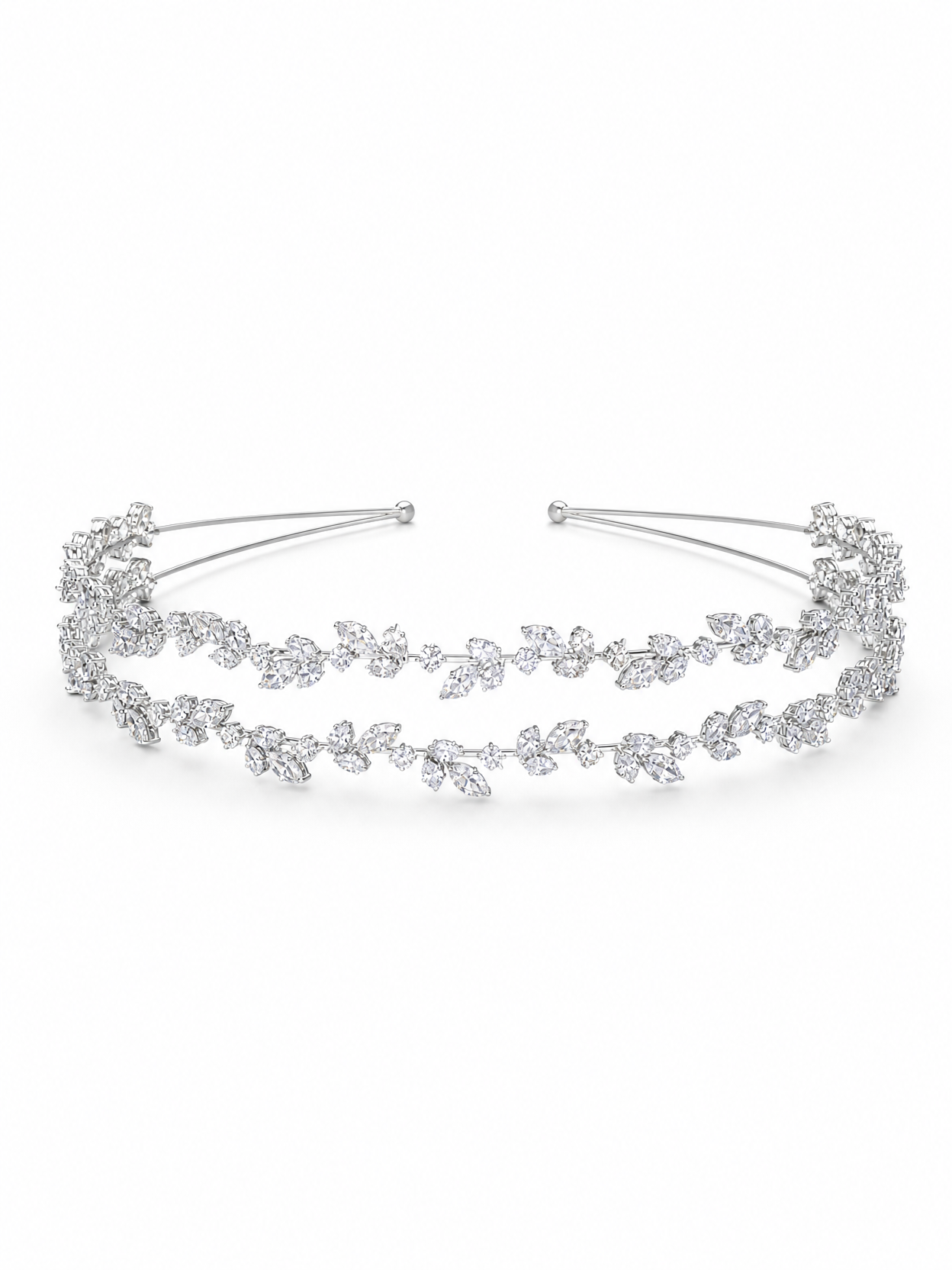 Morning Forest Double Layer Crystal Leaf Bridal Headband for Wedding and Banquet  LUNA-X196