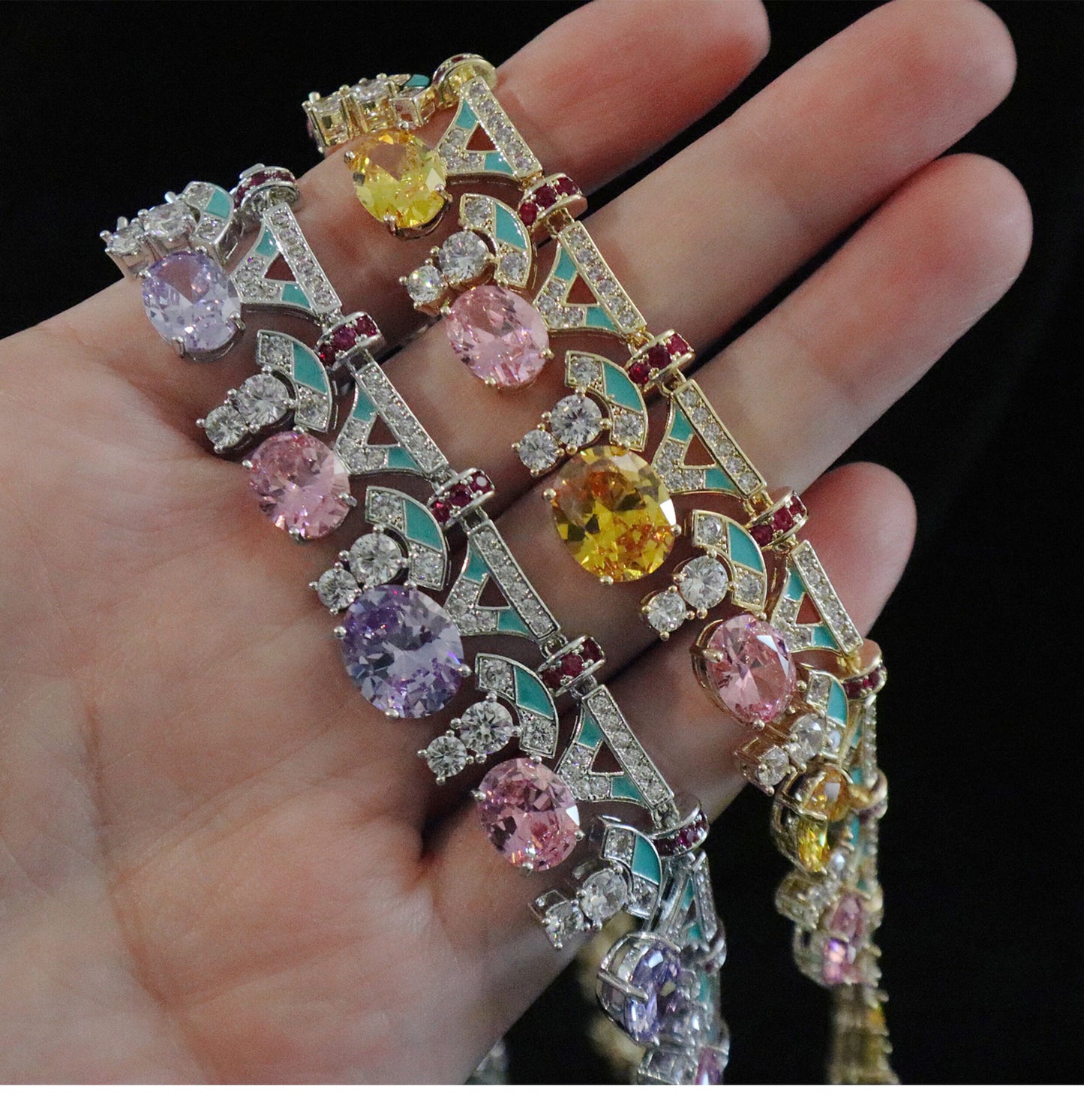 "Palace Garden Palette" Vintage Geometric Jewelry Set, Radiant Pastel Ombre Gemstone Cascade Fringe Necklace & Royal Drop Earrings Duo LUNA-X164