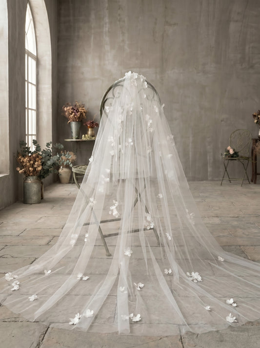 Classic Two-Tier Chapel Wedding Veil - 82" Elegant Soft Tulle Veil with 35" Blusher & Attached Comb LUNA-X21