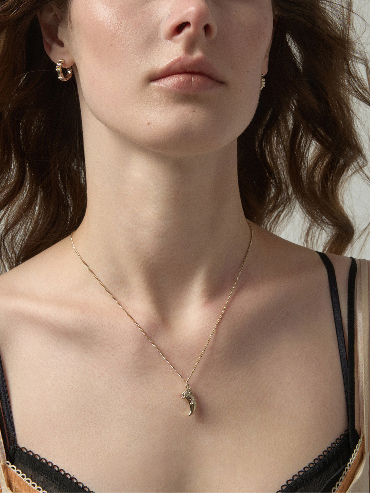 Vintage Horn Pendant Necklace For Women Dainty Zircon Inlaid Four Point Star Charm Adjustable Chain Two Tone Light Gold Silver Retro Daily Layering Jewelry  LUNA-X267