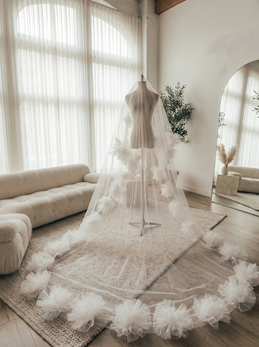 Luxury 118" Royal Cathedral Full Circle Veil - 3m Single Layer Soft Tulle Drop Veil, Comb-Free Seamless Wedding Veil LUNA-X50