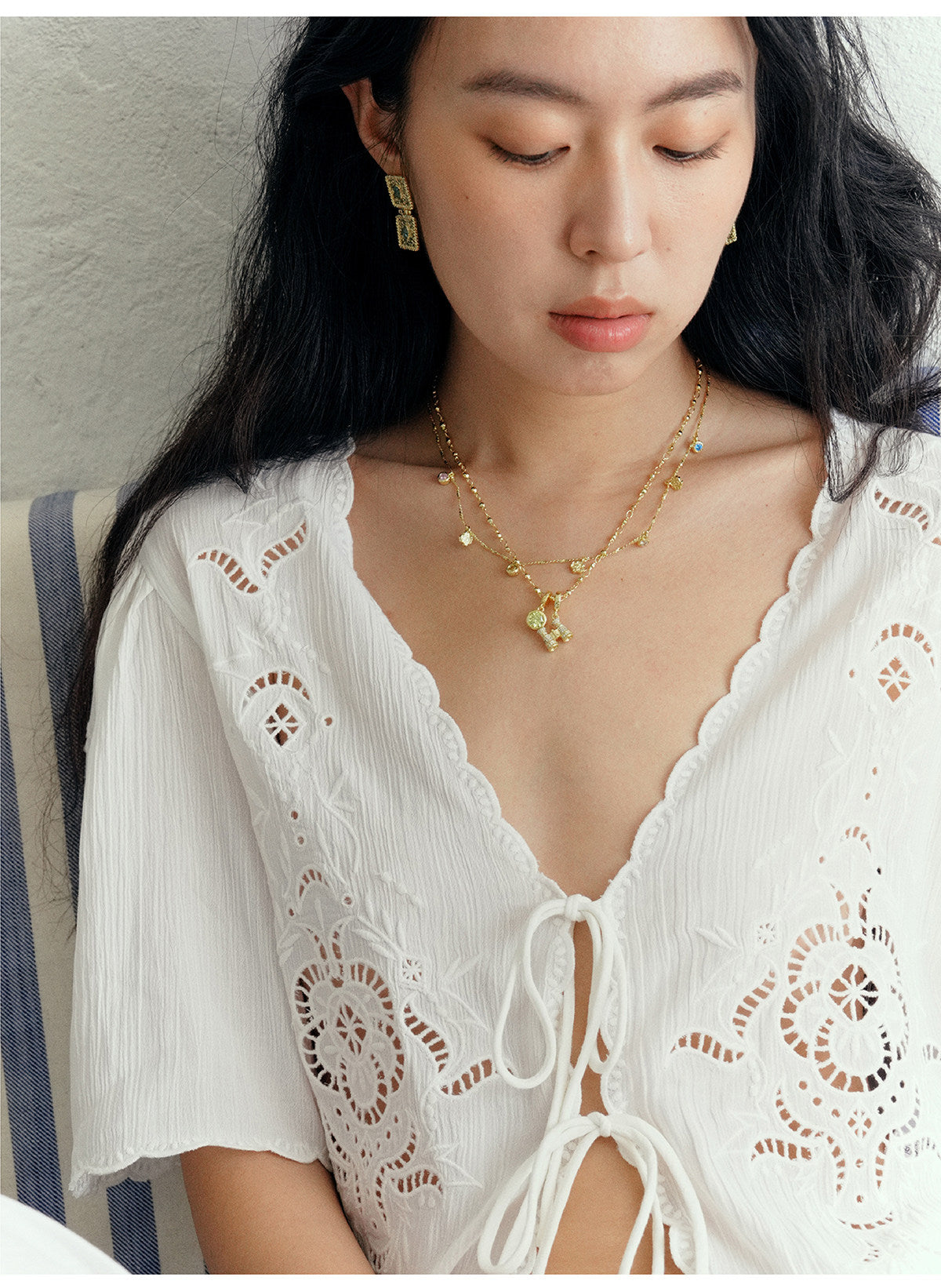 18K Gold Plated Nautical DIY Charm Necklace For Women Sold Separately Adjustable Thin Chain, 6 Detachable Pendants Sailboat Ship Wheel Telescope Teardrop Color Cubic Zirconia Custom Layering Ocean Travel Jewelry Gift LUNA-X280