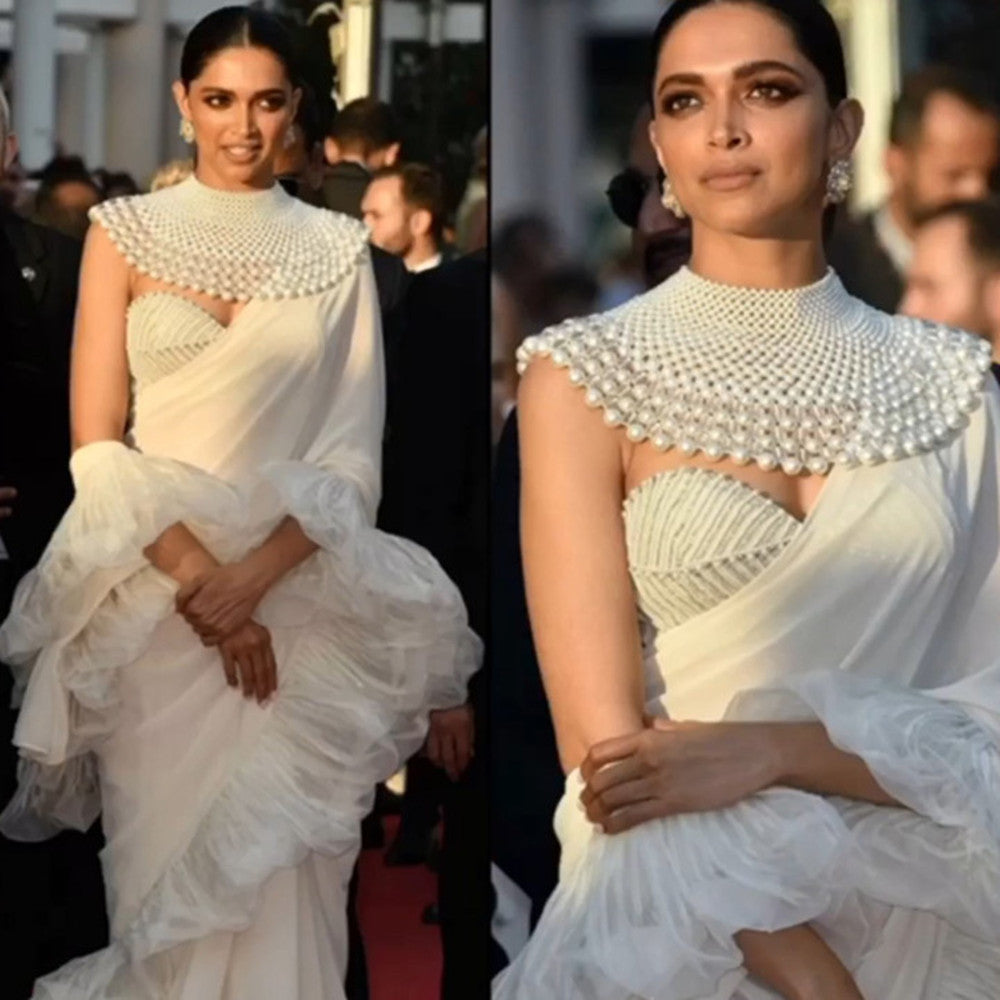 Statement Pearl Collar Necklace Body Chain - Red Carpet Couture Bridal Shoulder Capelet High Neck Pearls Shoulder Jewelry  LUNA-X231