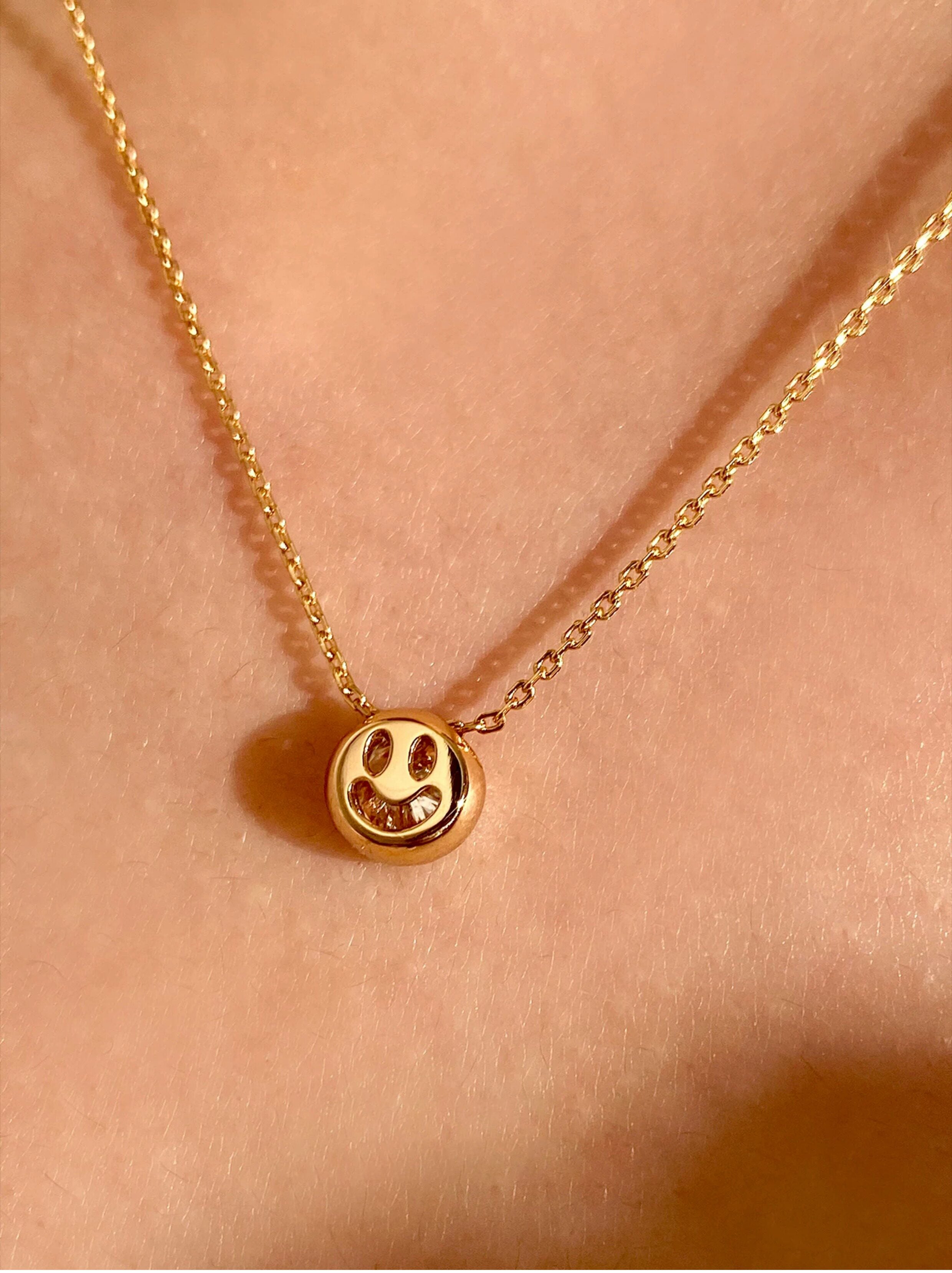 Dainty 60pt Moissanite Bezel Solitaire Gold Necklace for Women, Minimalist Round Bubble Pendant Adjustable 40+5cm Chain Daily Wear Fine Jewelry Gift  LUNA-X289