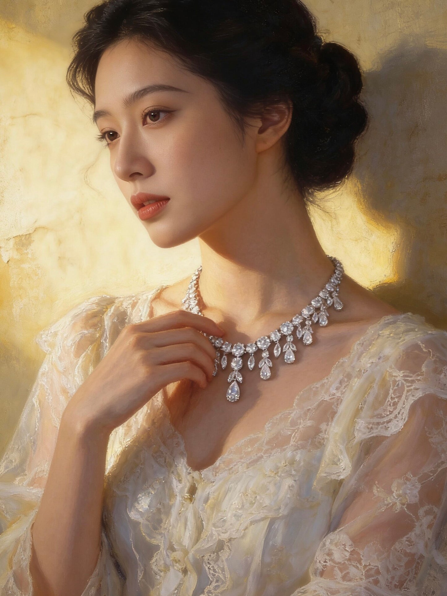 MOMZ Royal Sapphire Style Platinum-Plated Necklace & Earring Set - AAA Zircon Luxury Evening Jewelry LUNA-X152