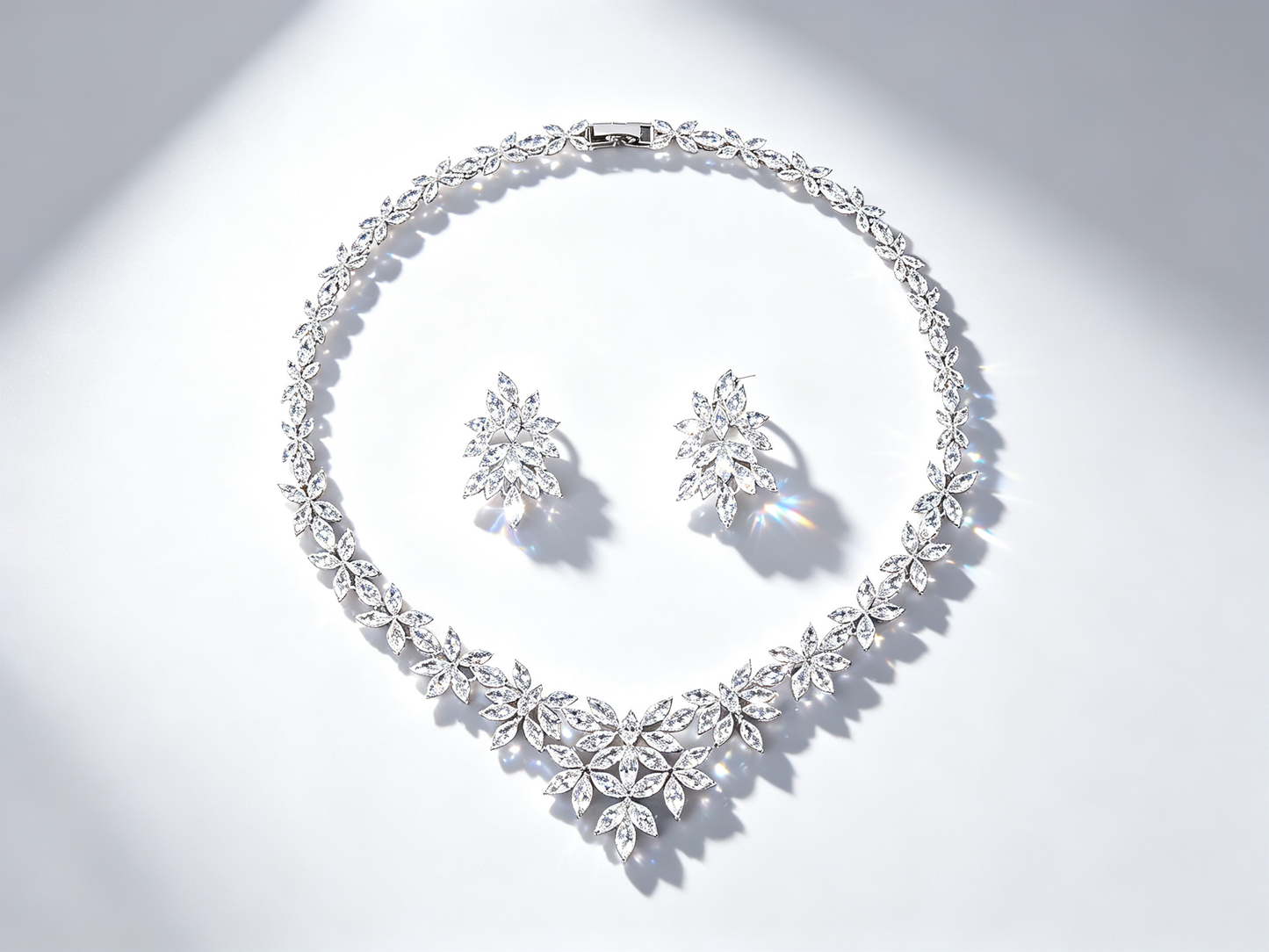 "The Versailles Gala" Vintage Baroque Jewelry Set, Radiant Shimmering Crystal Lace Choker & Luxury Chandelier Drop Earrings Duo LUNA-X155