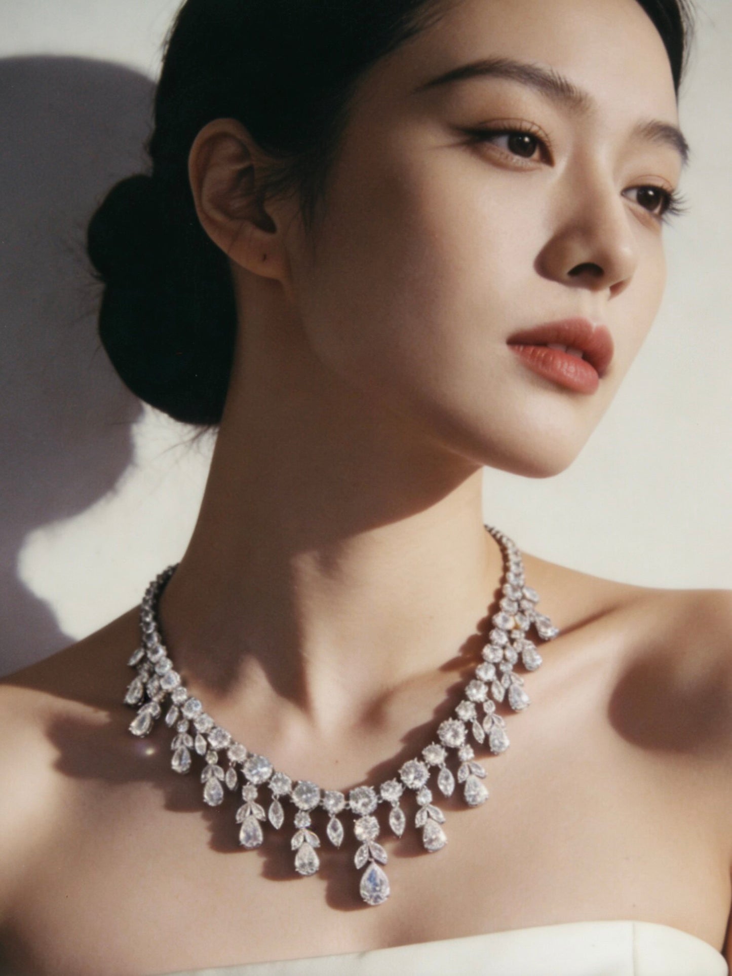 MOMZ Royal Sapphire Style Platinum-Plated Necklace & Earring Set - AAA Zircon Luxury Evening Jewelry LUNA-X152