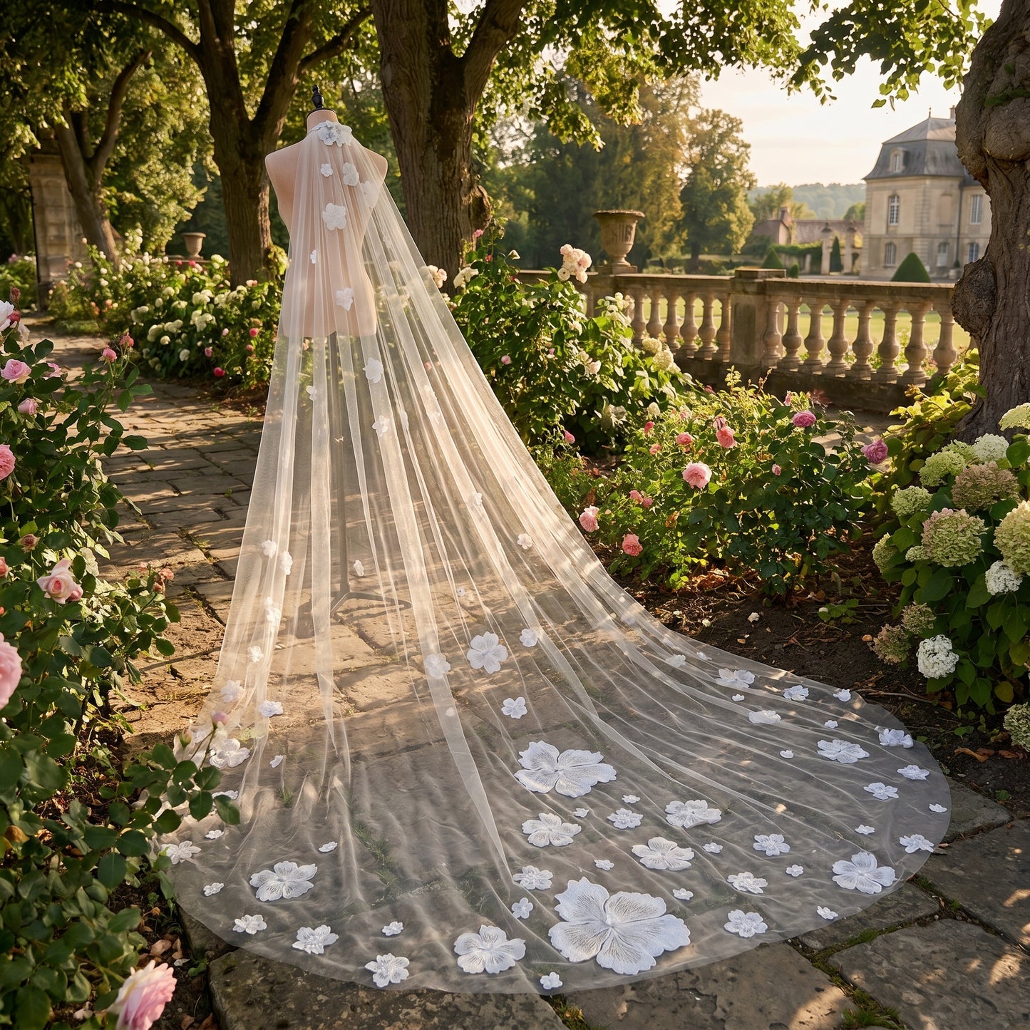 Royal Cathedral Wedding Veil - 120" Extra Long Tulle with Exquisite Scalloped Lace Edge & Metal Comb LUNA-X02
