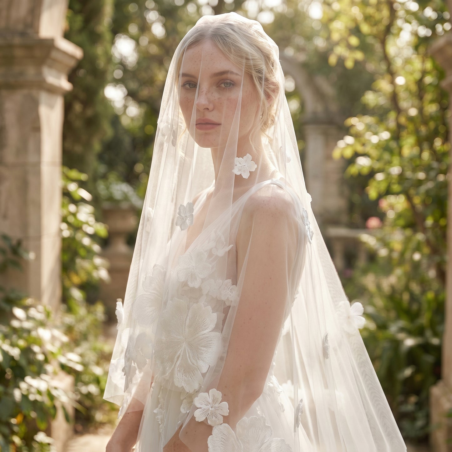 Royal Cathedral Wedding Veil - 120" Extra Long Tulle with Exquisite Scalloped Lace Edge & Metal Comb LUNA-X02