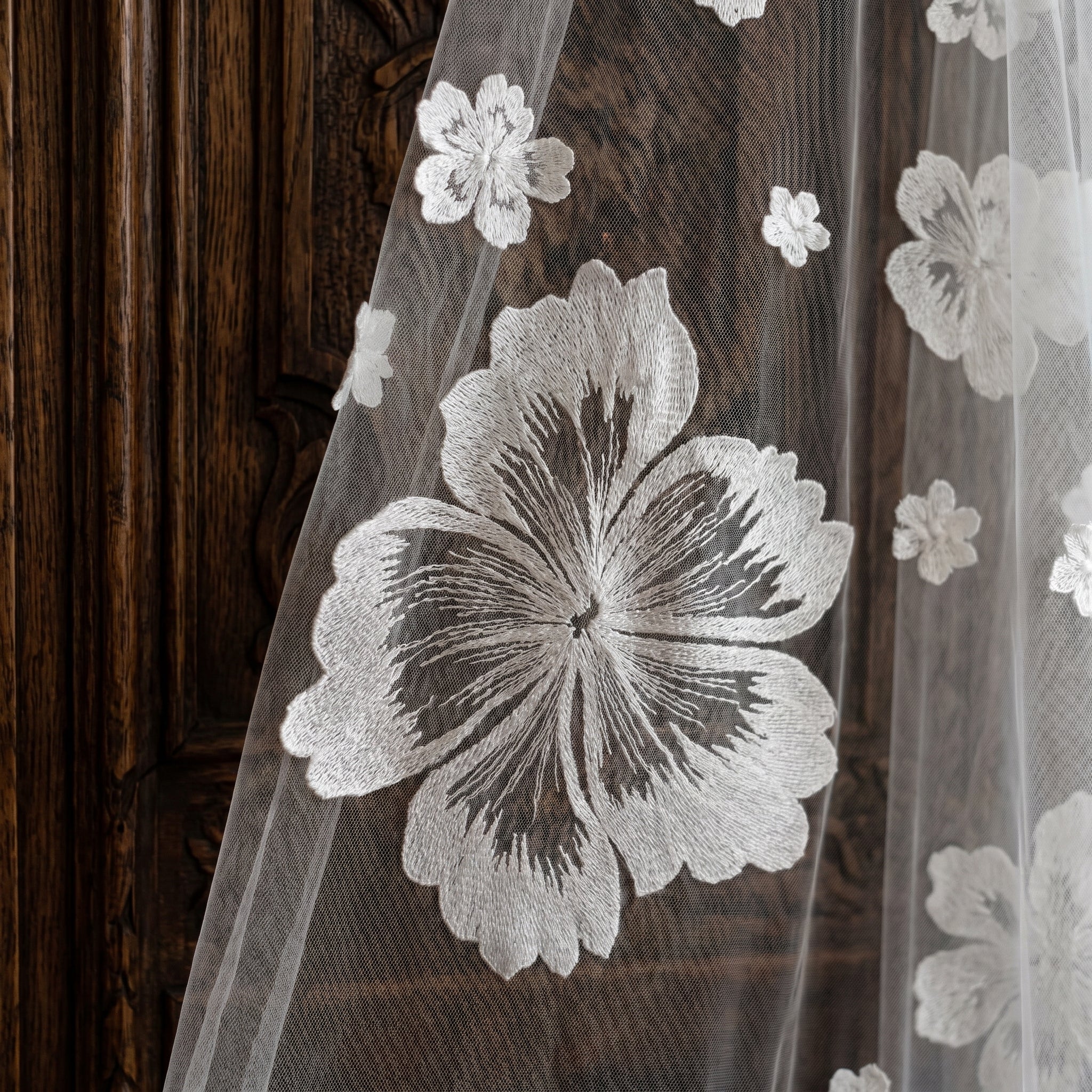 Royal Cathedral Wedding Veil - 120 Extra Long Tulle with Exquisite Scalloped Lace Edge & Metal Comb LUNA-X02