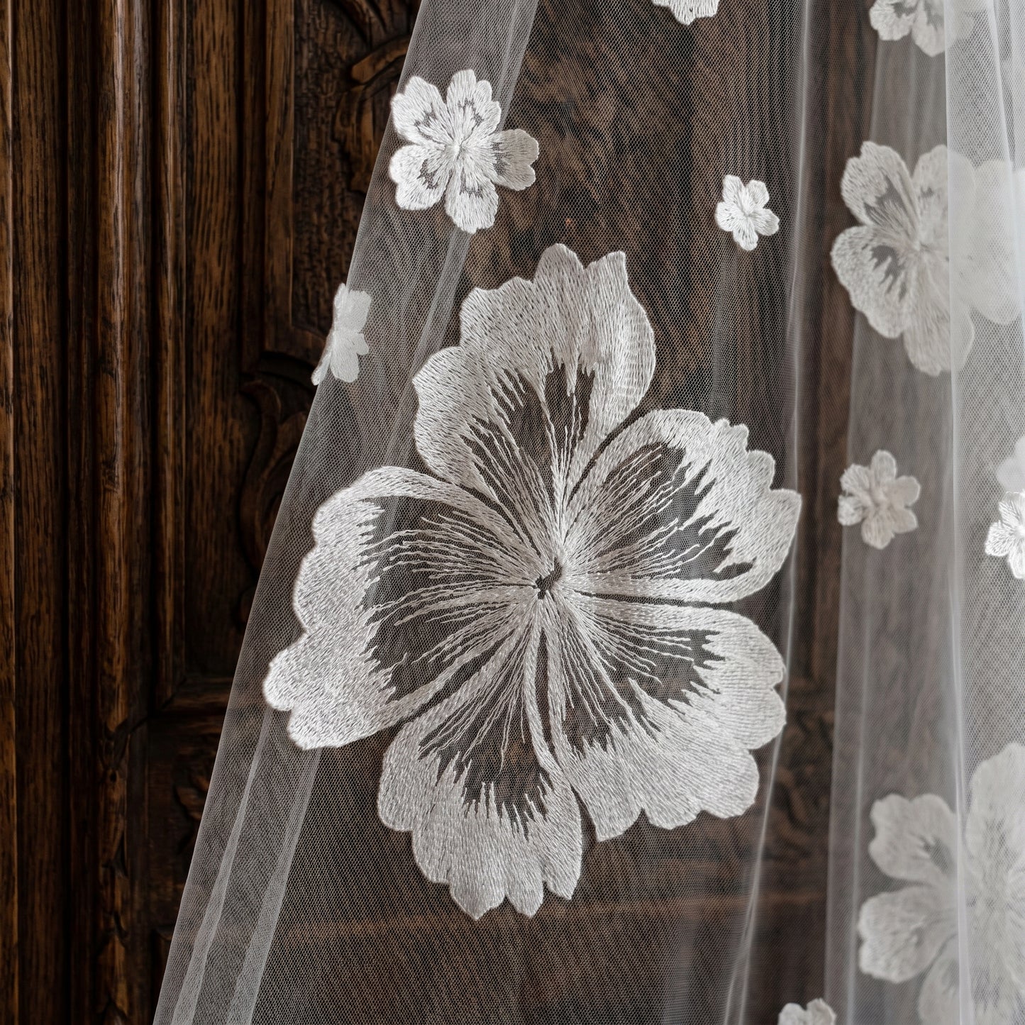 Royal Cathedral Wedding Veil - 120" Extra Long Tulle with Exquisite Scalloped Lace Edge & Metal Comb LUNA-X02