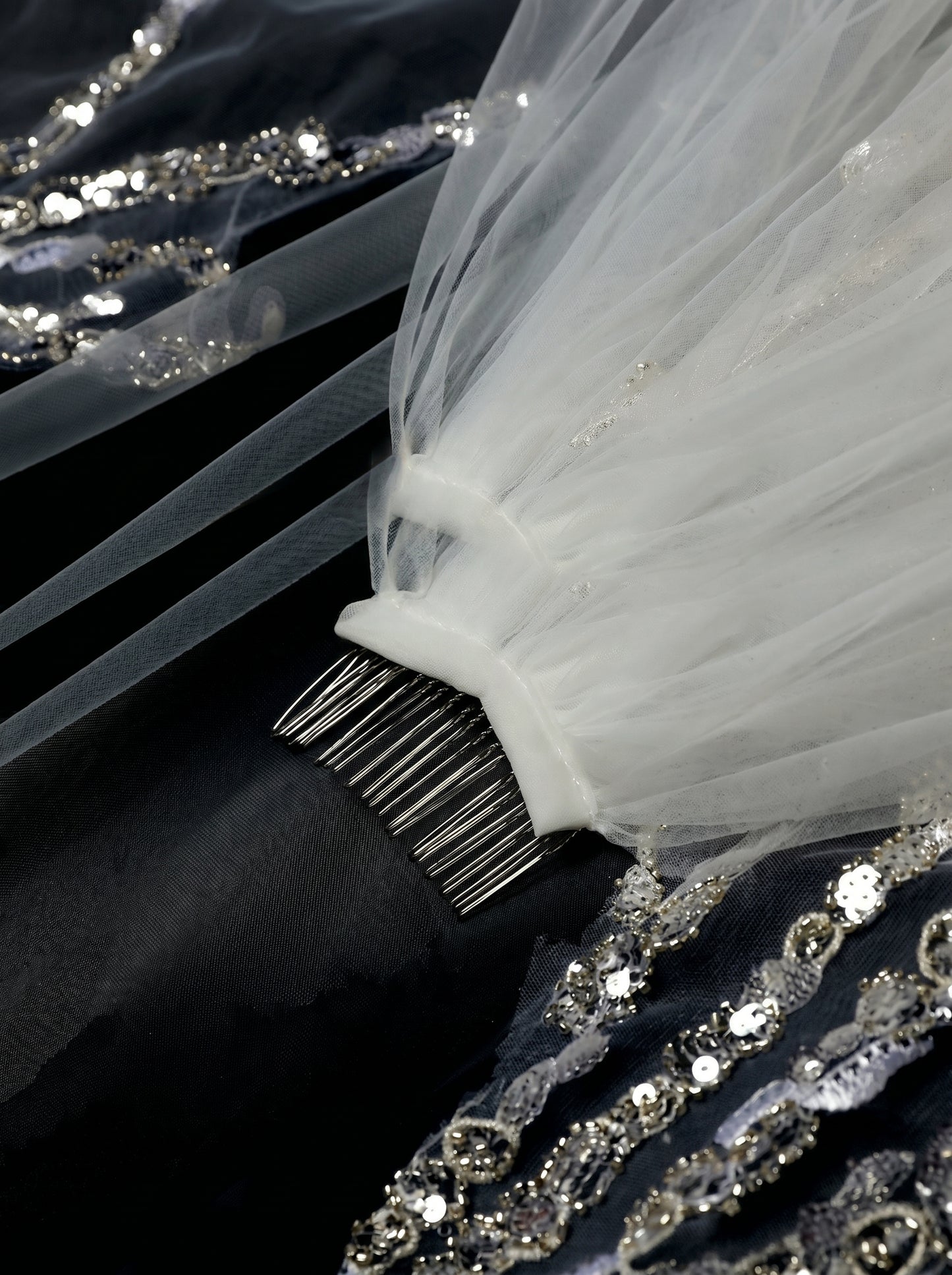 Luxury Regal Cathedral Wedding Veil - 138"/150" Sparkly Sequin & Beaded Floral Embroidery Veil with Secure Comb LUNA-X16