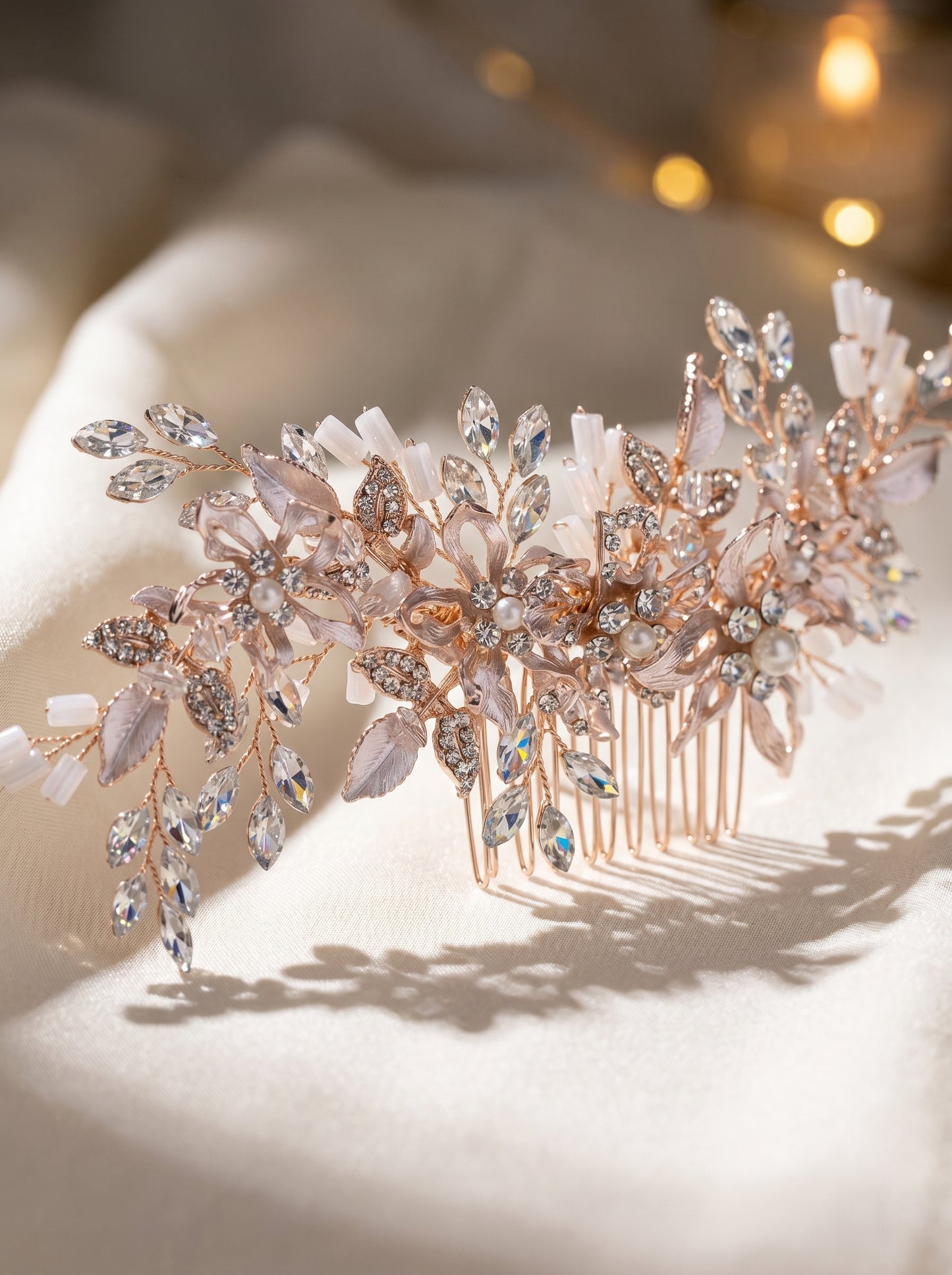 Luxury Baroque Bridal Hair Comb - Romantic Crystal and Marquise Rhinestone Wedding Headpiece - Vintage Gold Floral Hair Vine for Brides and Bridesmaids LUNA-X113