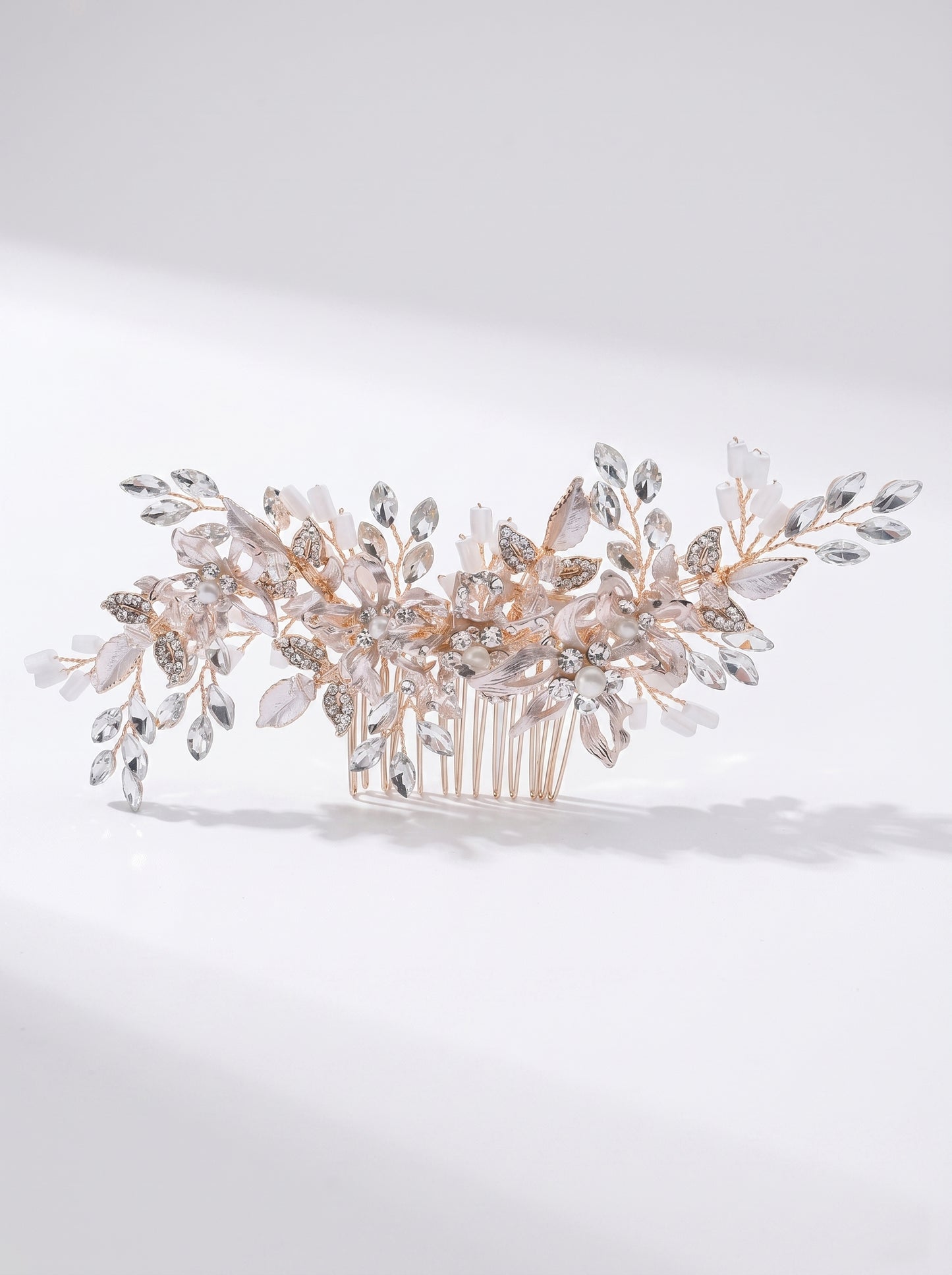 Luxury Baroque Bridal Hair Comb - Romantic Crystal and Marquise Rhinestone Wedding Headpiece - Vintage Gold Floral Hair Vine for Brides and Bridesmaids LUNA-X113