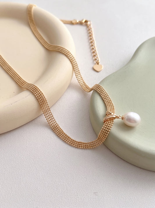 Women’s Wide Mesh Snake Chain Teardrop Cubic Zirconia Choker Necklace, Vintage Gold & Rhodium Plated Dainty Bridal Wedding Jewelry Gift LUNA-X237