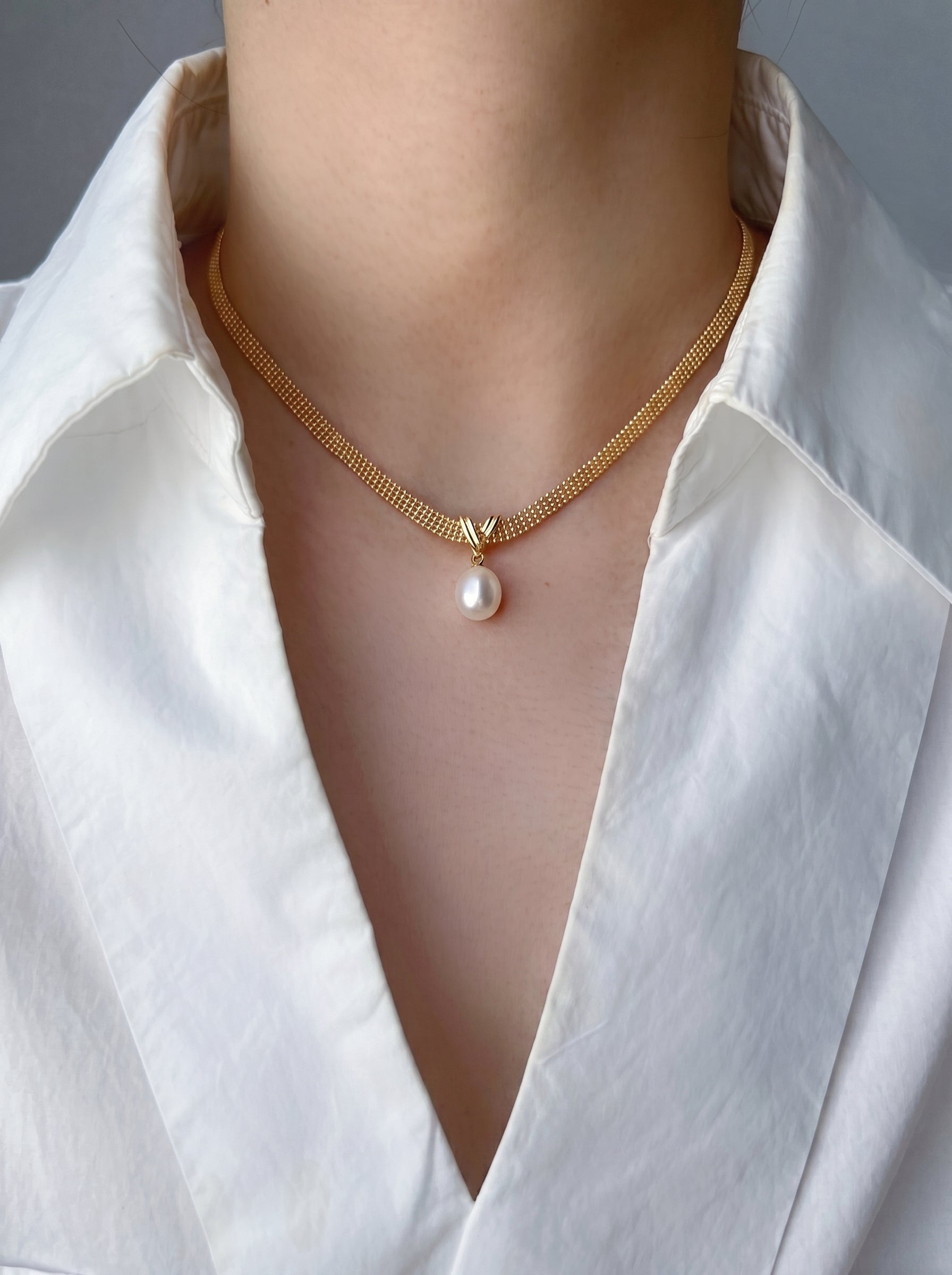 Women’s Wide Mesh Snake Chain Teardrop Cubic Zirconia Choker Necklace, Vintage Gold & Rhodium Plated Dainty Bridal Wedding Jewelry Gift LUNA-X237