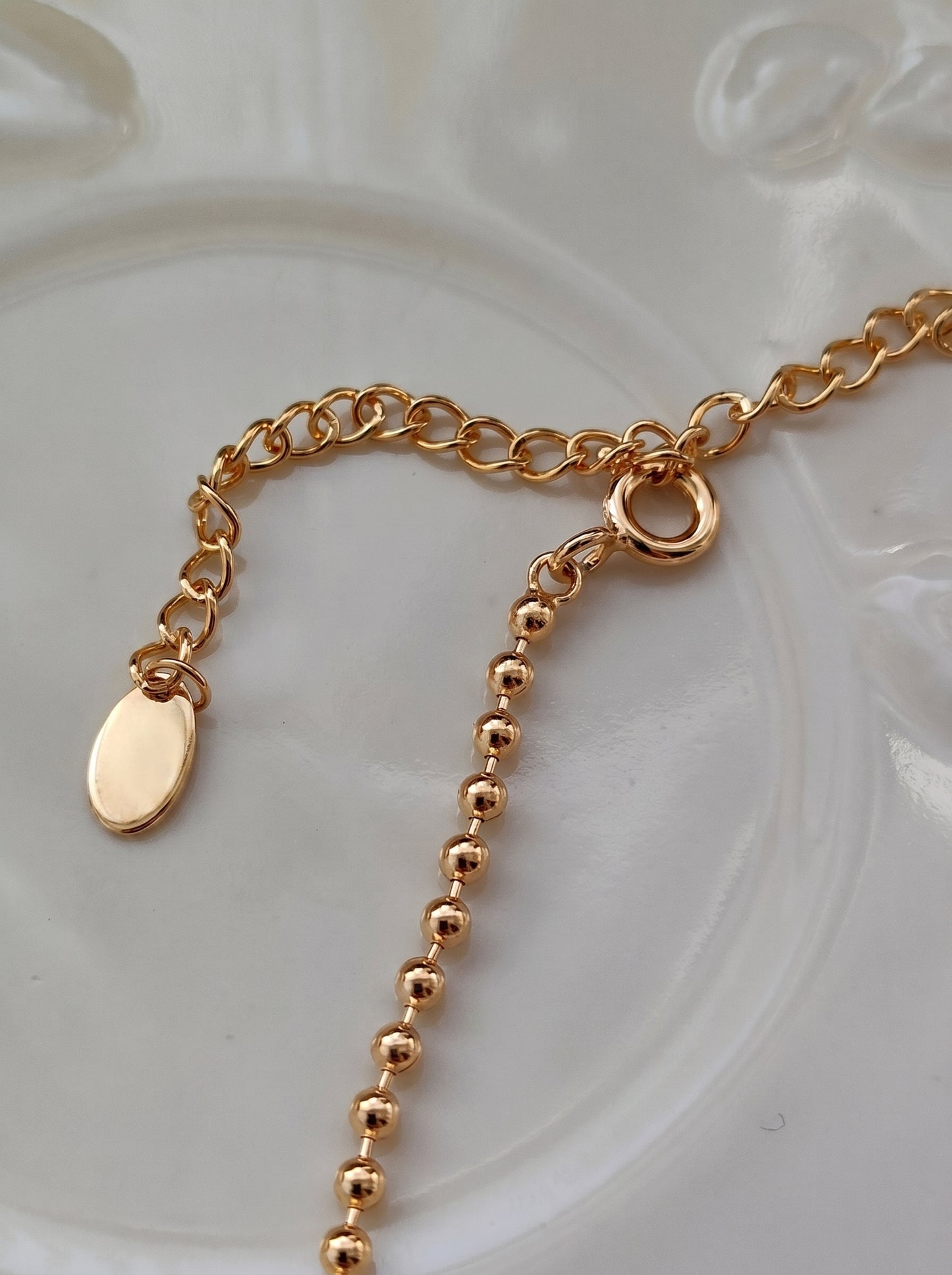 Dainty Bead Chain Oval Disc Natural Pearl Pendant Necklace S925 Sterling Silver Vintage Gold Platinum Minimalist Women Daily Bridal Jewelry Gift   LUNA-X238